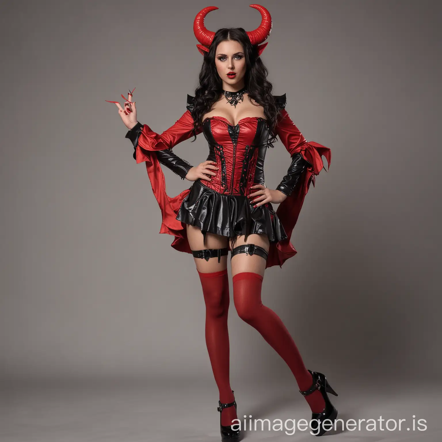 Seductive-Devil-Girl-in-Alluring-Costume-with-Horns