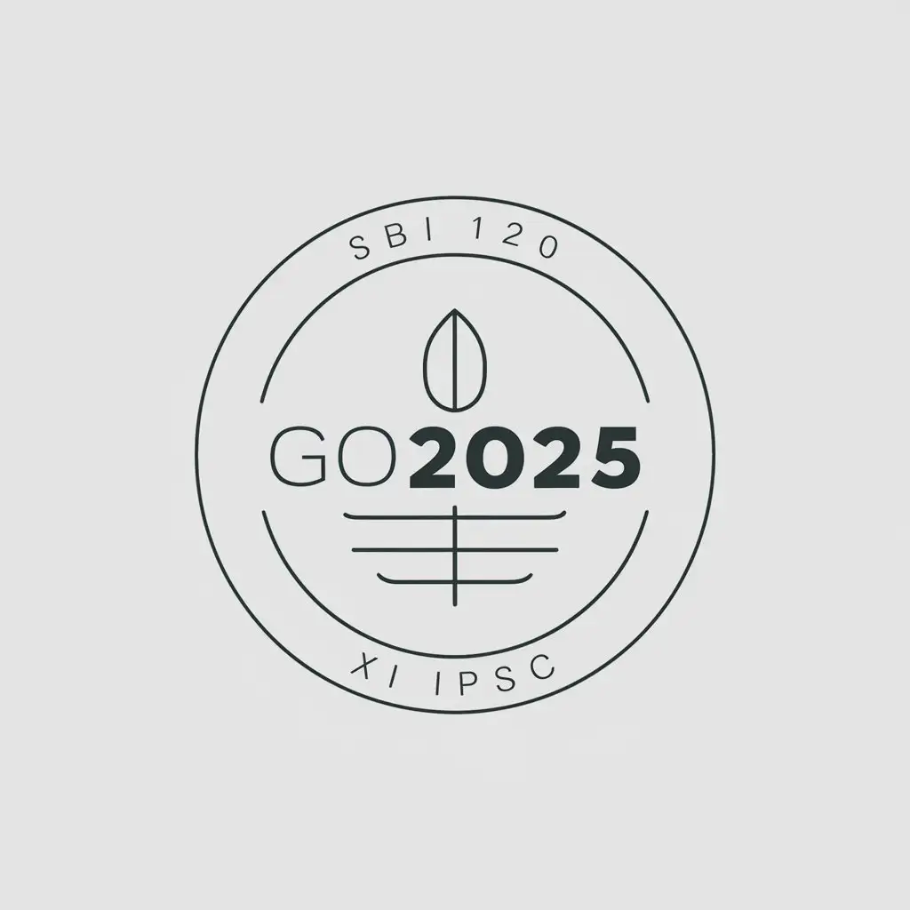 Logo design: SBI 2025, main symbol: a plant Round logo, white background, for a conference on plant sciences Text in the central part: 'Go2025' Upper border: 'SBI 120' Lower border: 'XI IPSC' Minimalistic, clear background