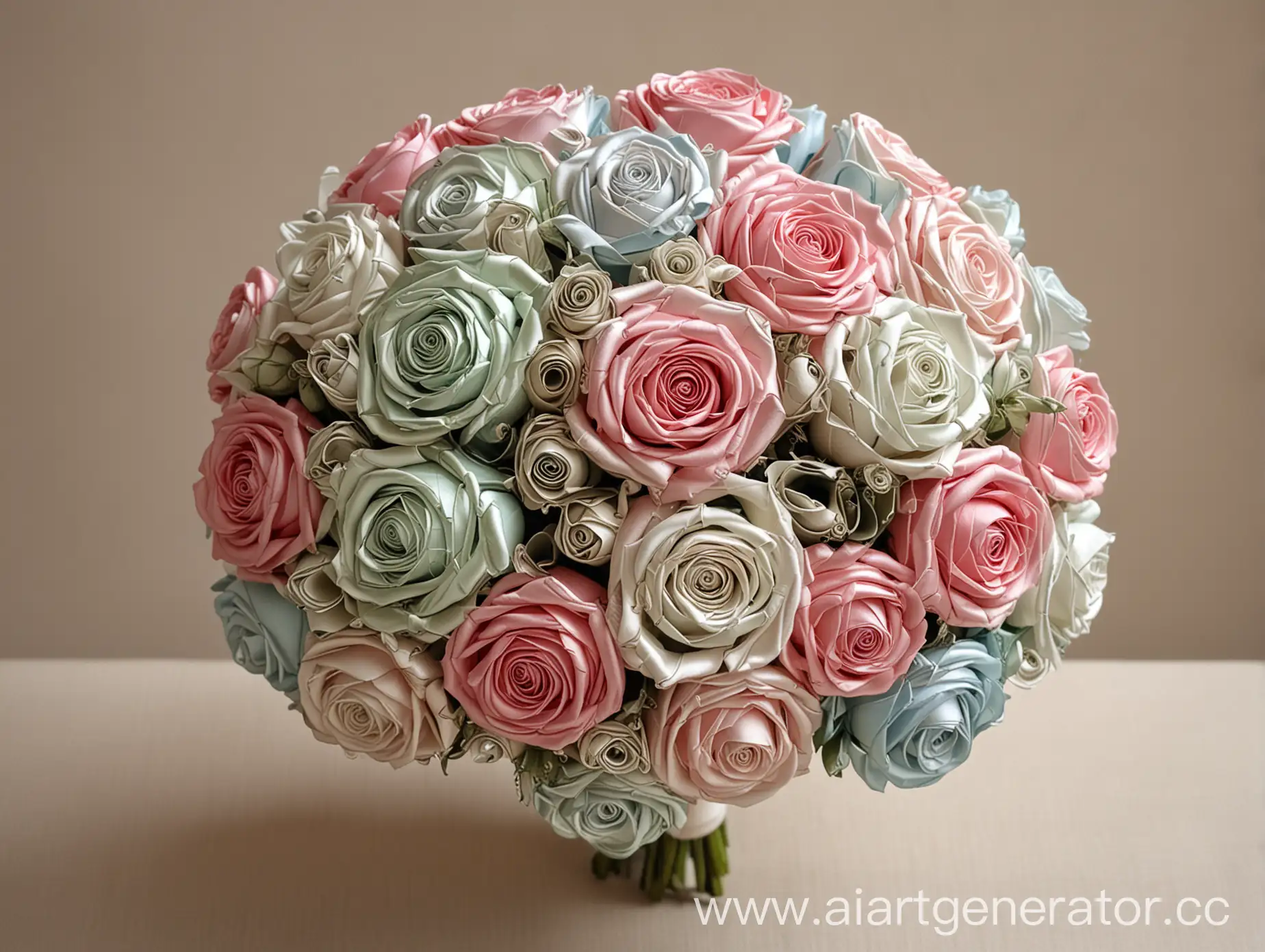 Bouquet-of-Roses-Made-from-Atlas-Ribbons-Elegant-Floral-Arrangement-for-Special-Occasions