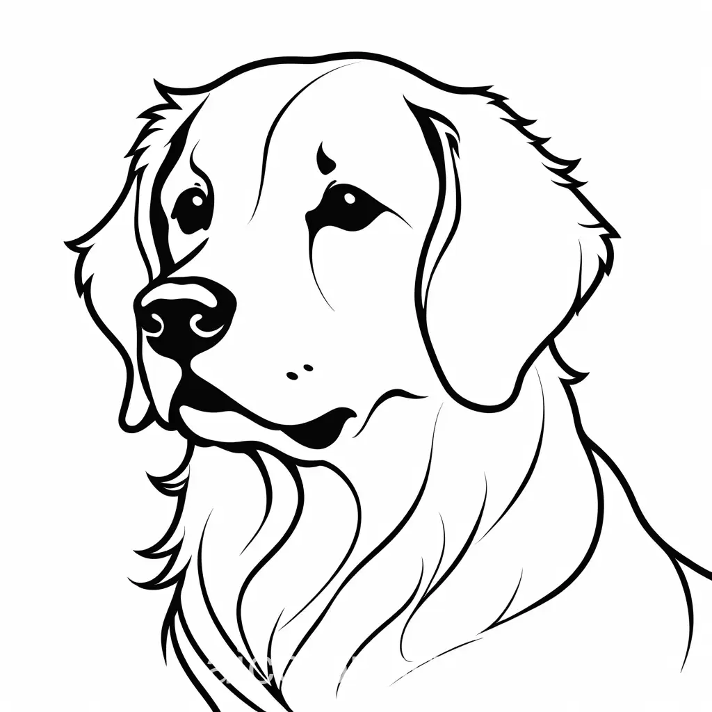 golden retriever outline, Coloring Page, black and white, line art, white background, Simplicity, Ample White Space. The background of the coloring page is plain white to make it easy for young children to color within the lines. The outlines of all the subjects are easy to distinguish, making it simple for kids to color without too much difficulty