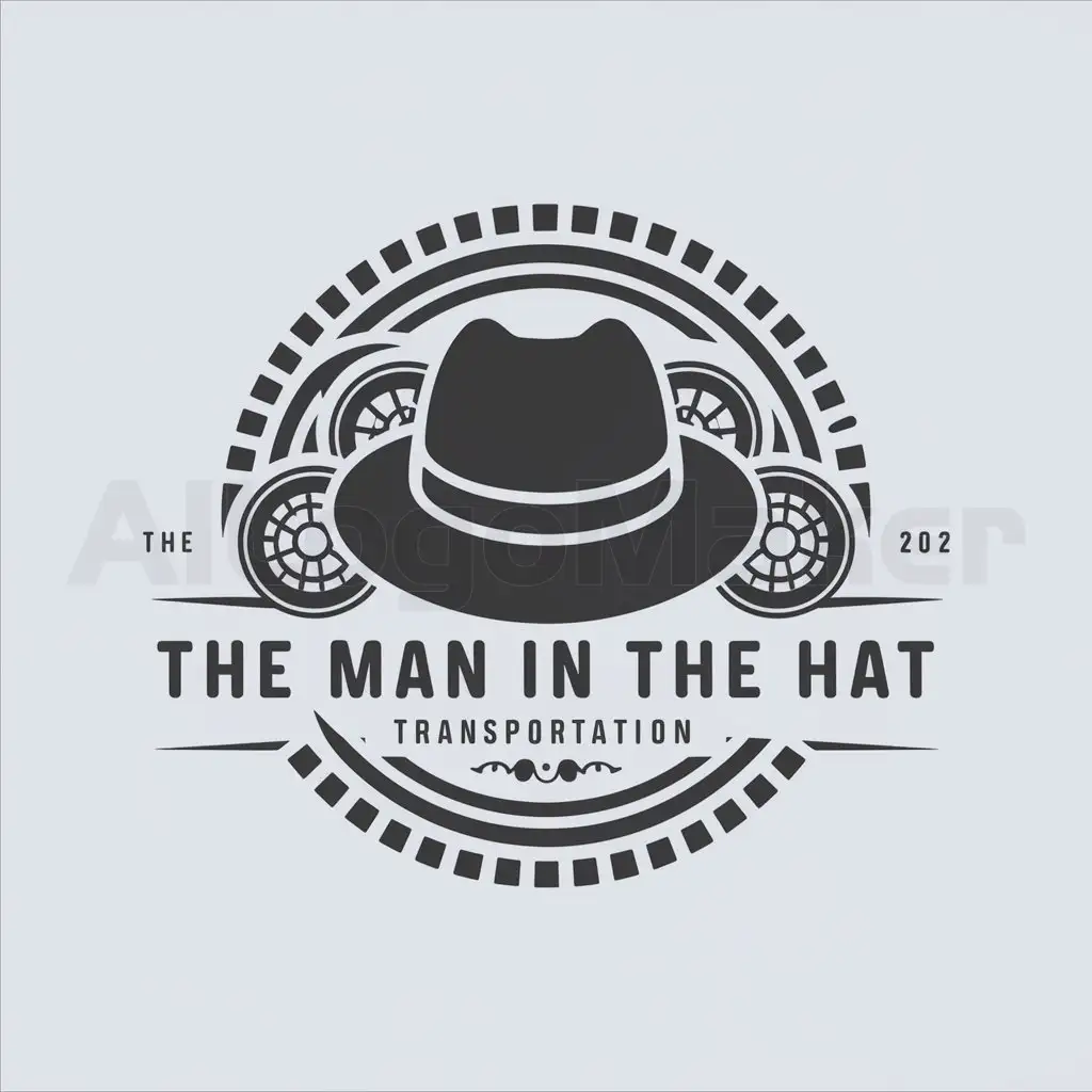 a logo design,with the text "The Man in the Hat Transportation", main symbol:fedora Hat, wheels,complex,clear background