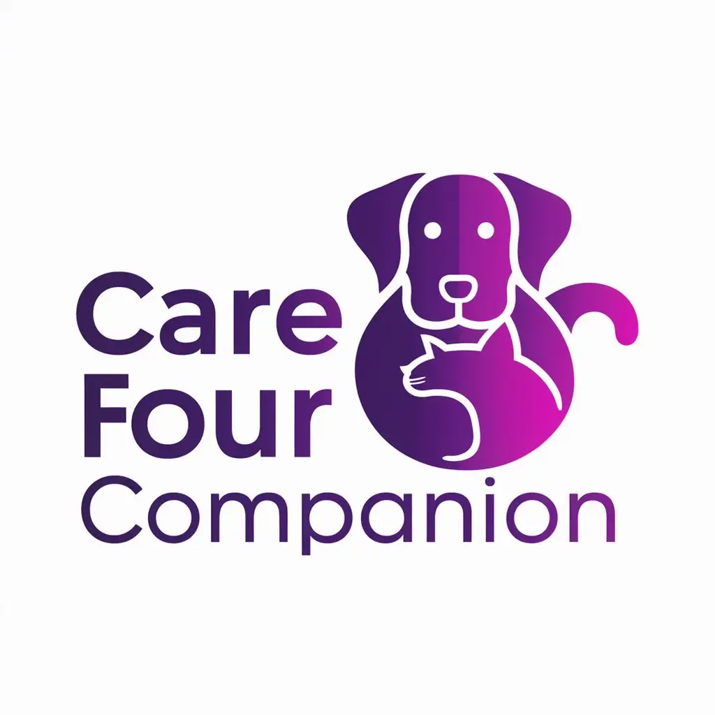 a logo design,with the text "CARE FOUR CAMPANION", main symbol:DOG CAT color #6C30ED,Moderate,be used in Animals Pets industry,clear background