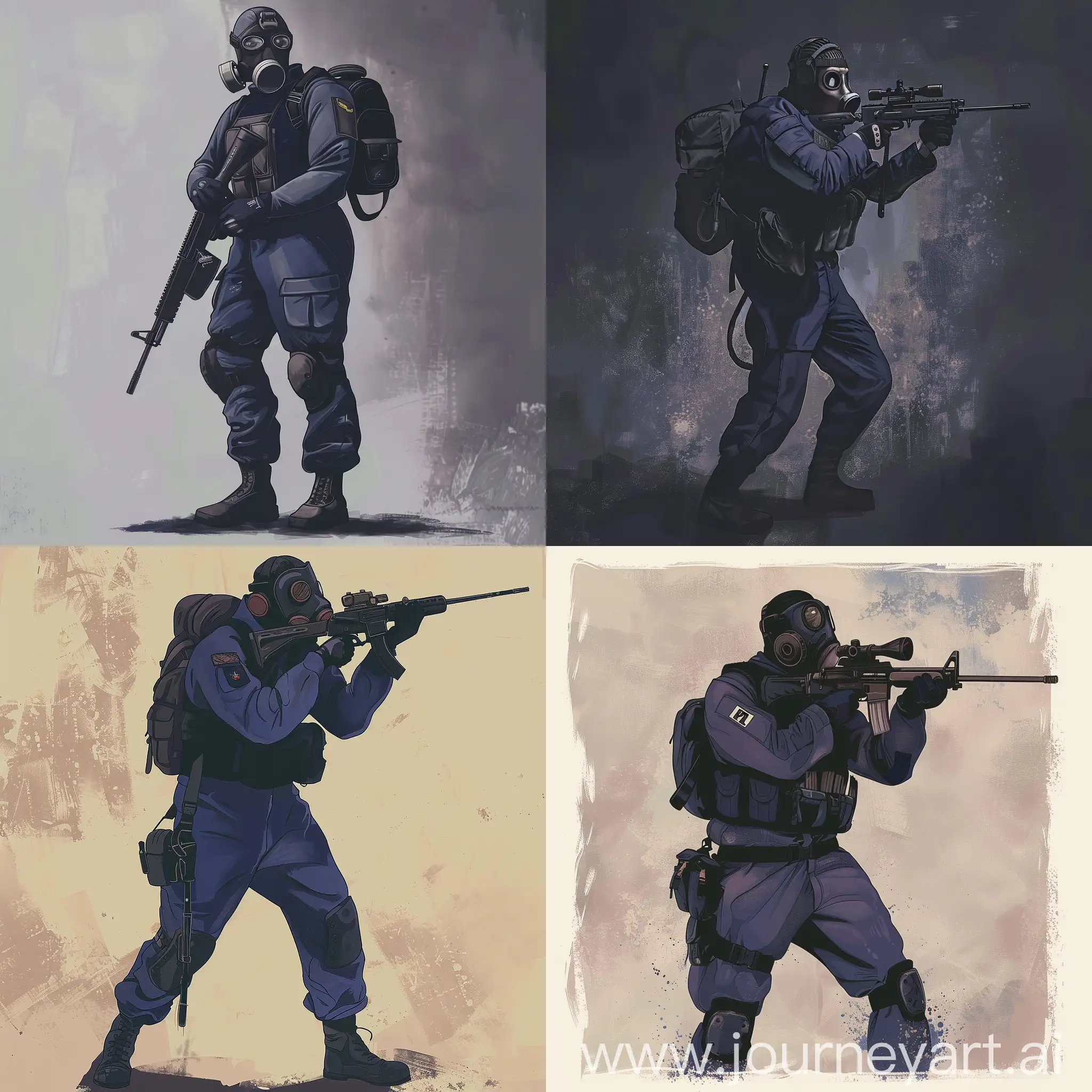 SAS-Operator-in-Dark-Purple-Military-Jumpsuit-with-Sniper-Rifle-and-Gas-Mask