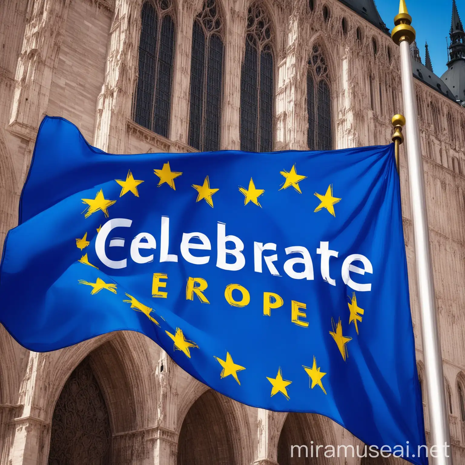 European Flag Celebration with Festive Atmosphere