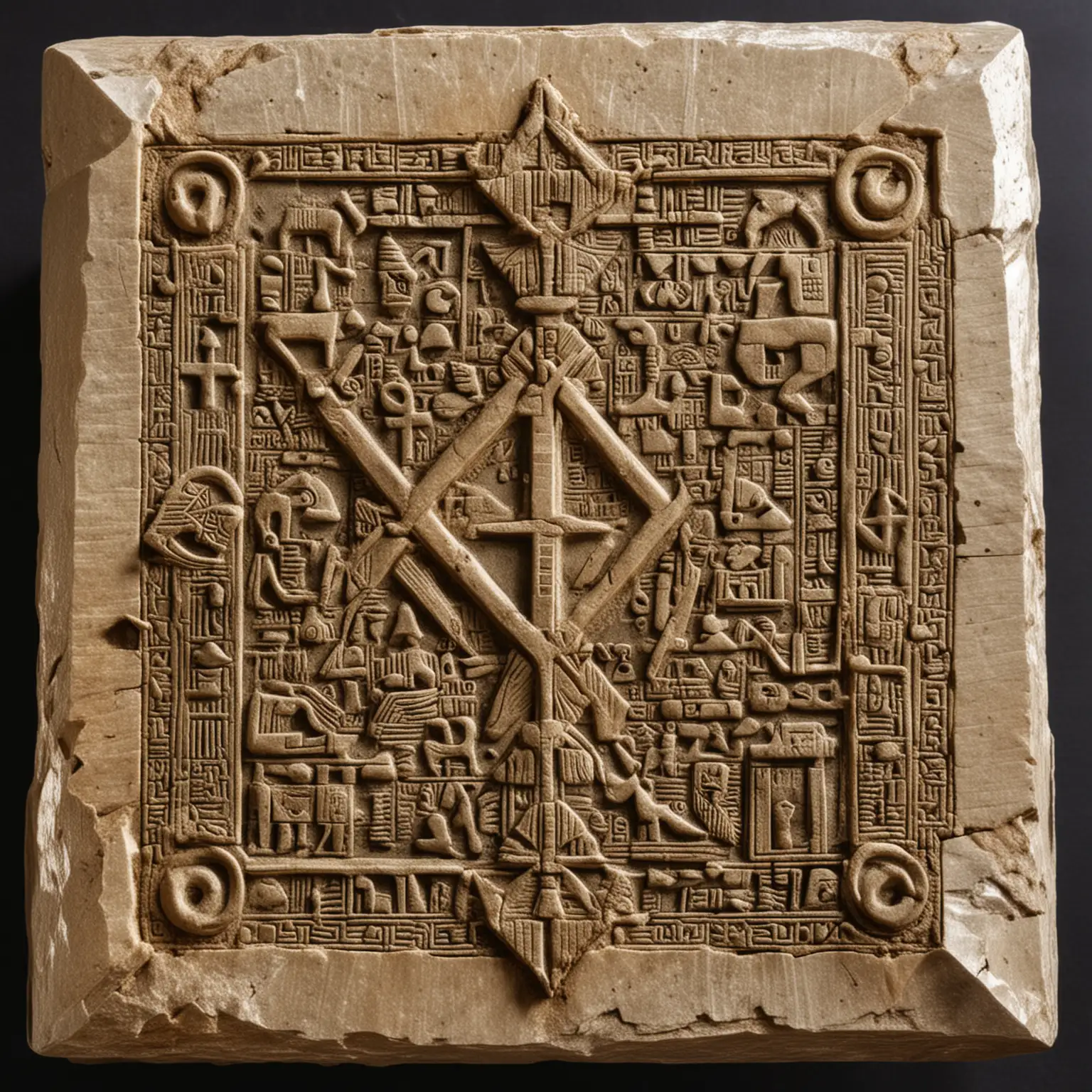 Ancient Sumerian Symbols Carved on Diamond Base