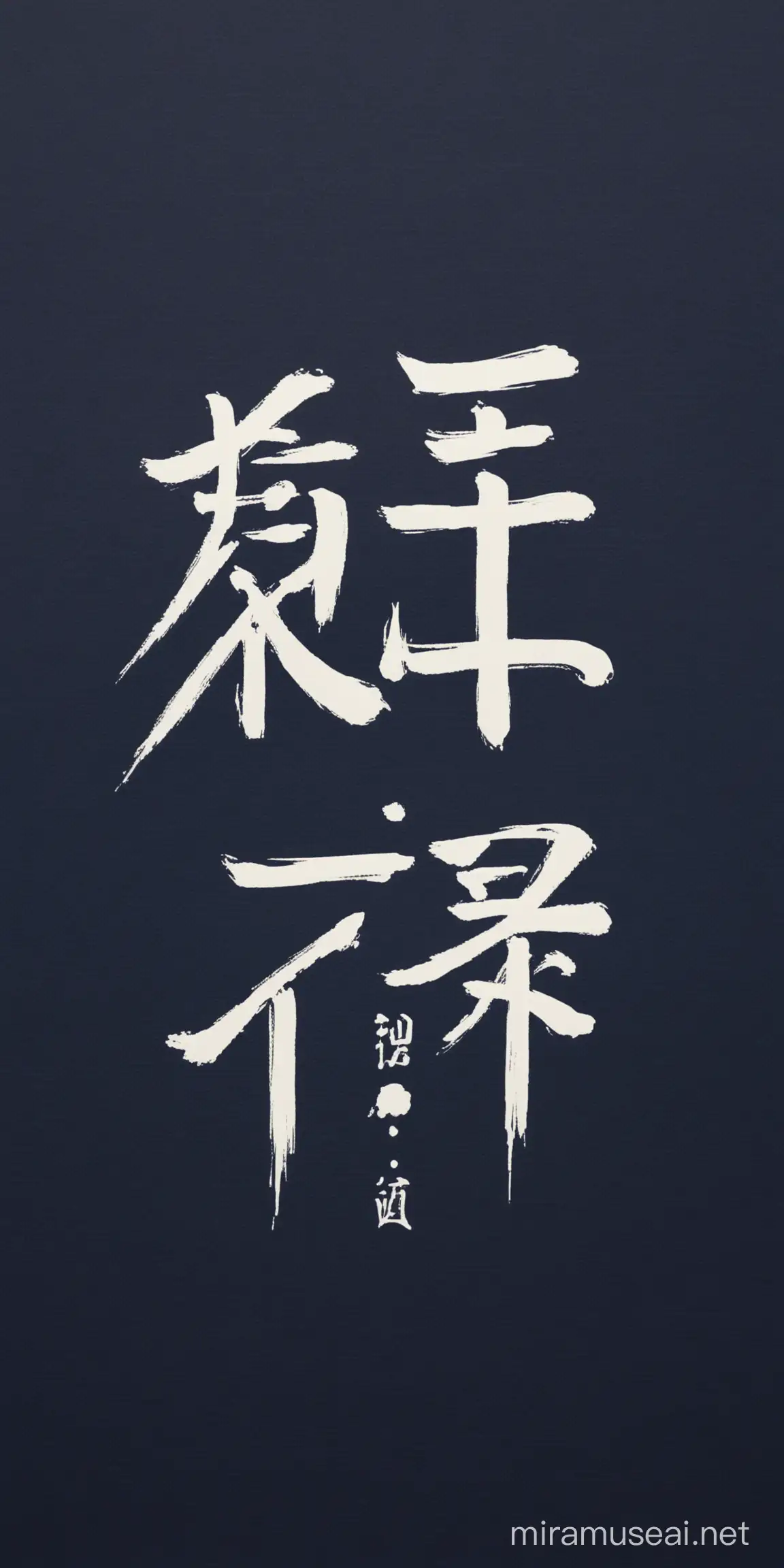 Tulisan huruf jepang yang artinya Qii dengan background biru polos gelap