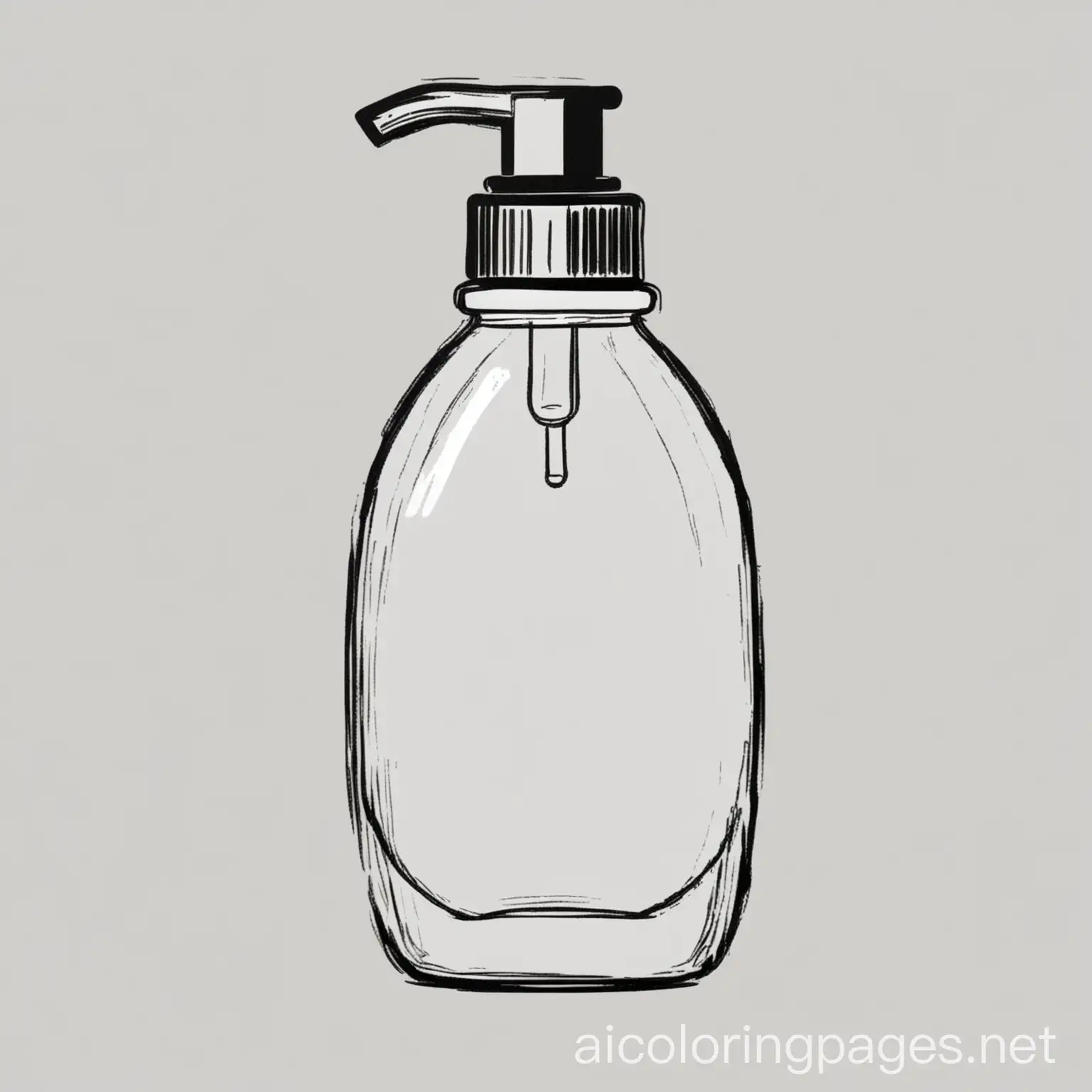 Illustrate a simple, black-and-white line drawing of a foundation bottle for a kids' coloring page. The bottle should have an oval body with a flat base and a squeeze nozzle on top. Use bold, clean lines to outline the shape of the bottle and nozzle. Ensure the image is monochromatic, featuring only black lines on a white background, providing a smooth and user-friendly representation perfect for coloring., illustration, Coloring Page, black and white, line art, white background, Simplicity, Ample White Space. The background of the coloring page is plain white to make it easy for young children to color within the lines. The outlines of all the subjects are easy to distinguish, making it simple for kids to color without too much difficulty