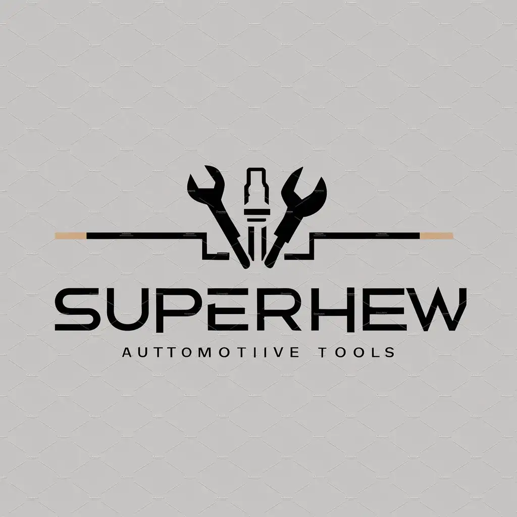 a logo design,with the text "SuperHew", main symbol:Automotive tools,Minimalistic,be used in Automotive industry,clear background