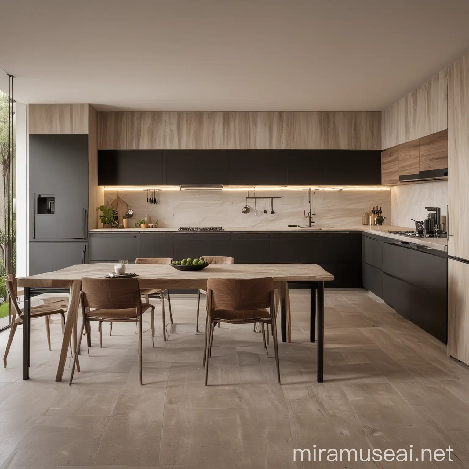 Luxurious Minimalistic Kitchen Interior with Modern Design