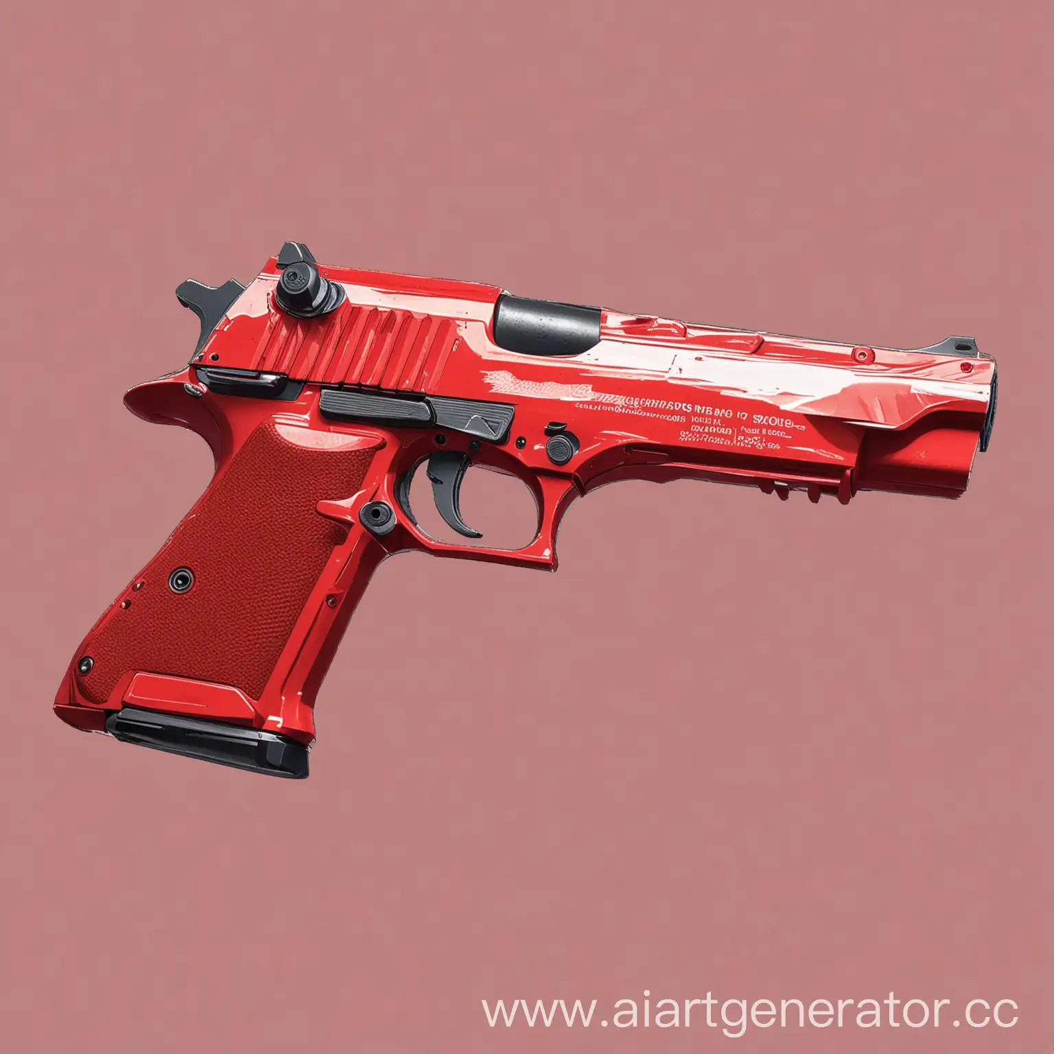 flat illustration, clear background, desert eagle art, red colours