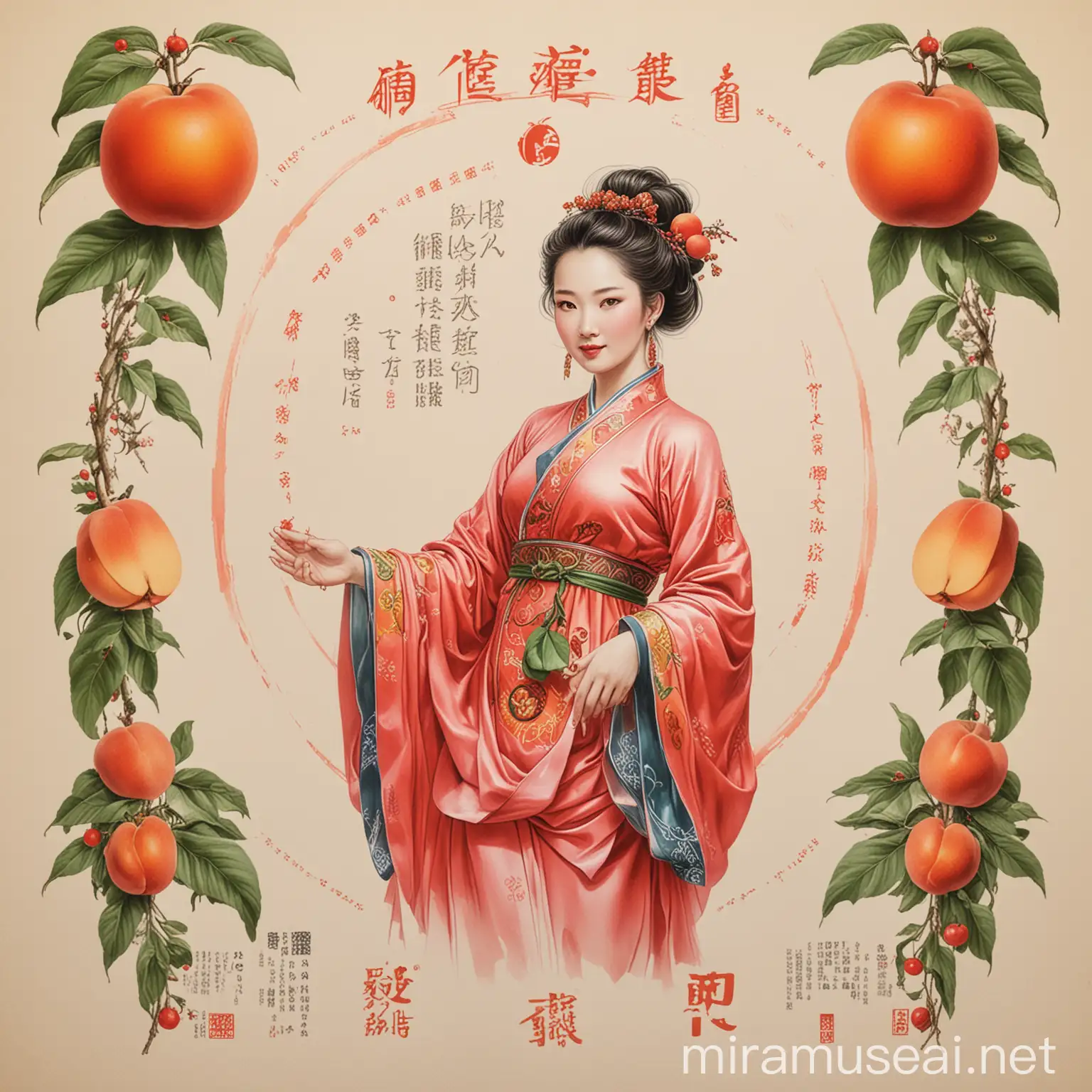 Beautiful to the east, shining without borders, from the beauty of the east to the west, Mao Geping's poster, which includes hand-drawn sketches of the Goddess of Peaches, as well as Mao Geping's brand logo and product images