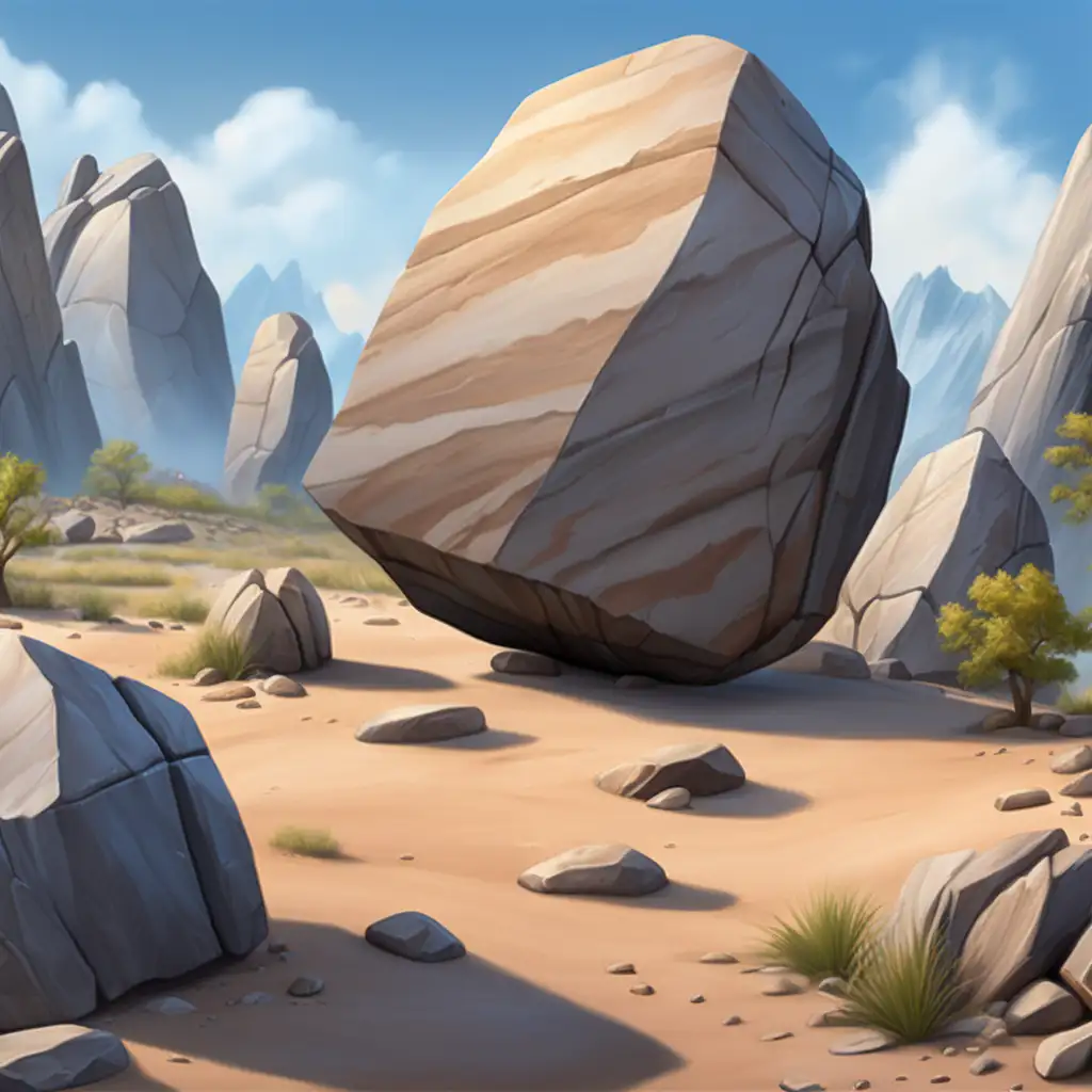 Boulder Avatar on Rocky Terrain Elemental Guardian in a Rugged Landscape