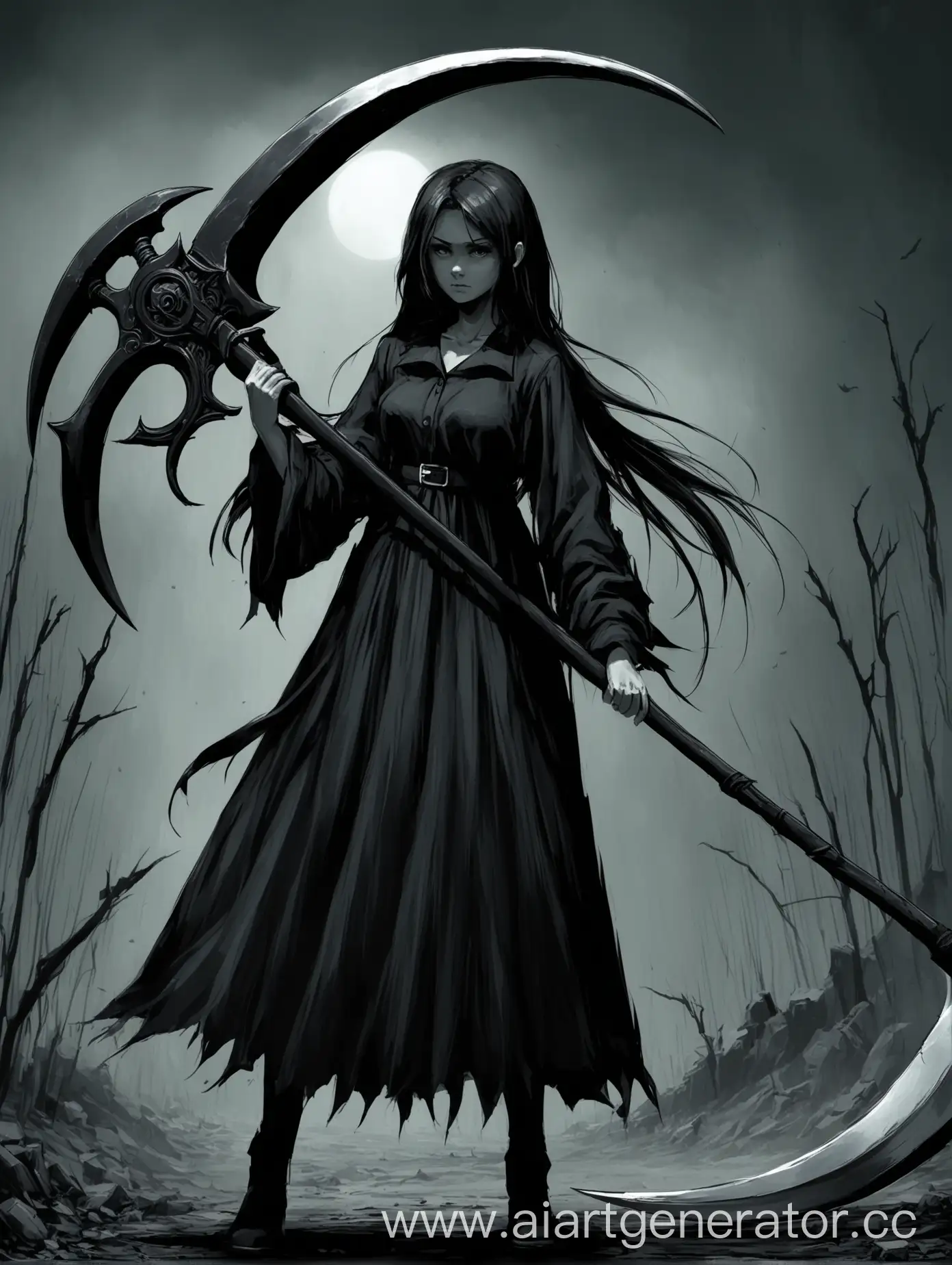 Young-Woman-Holding-Scythe-Weapon