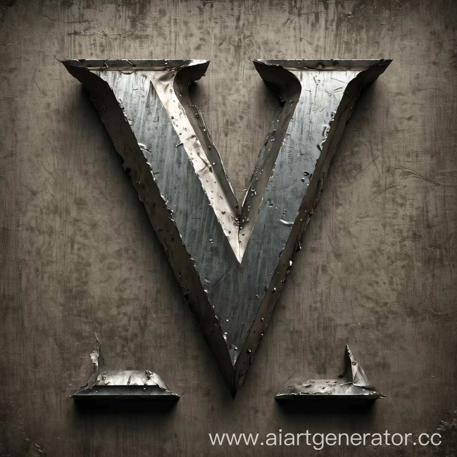 Metallic-Letter-V-Shining-Steel-Typography-Design
