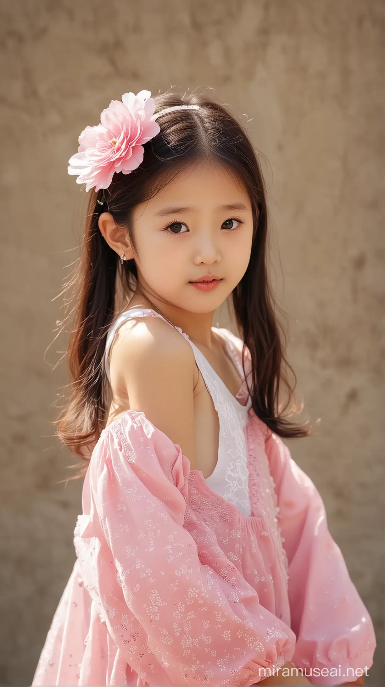 Adorable Korean Little Girl Enjoying Childhood Moments