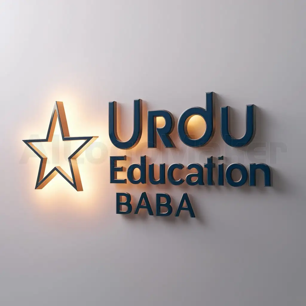 a logo design,with the text "Urdu Education Baba", main symbol:star,Moderate,be used in Education industry,clear background