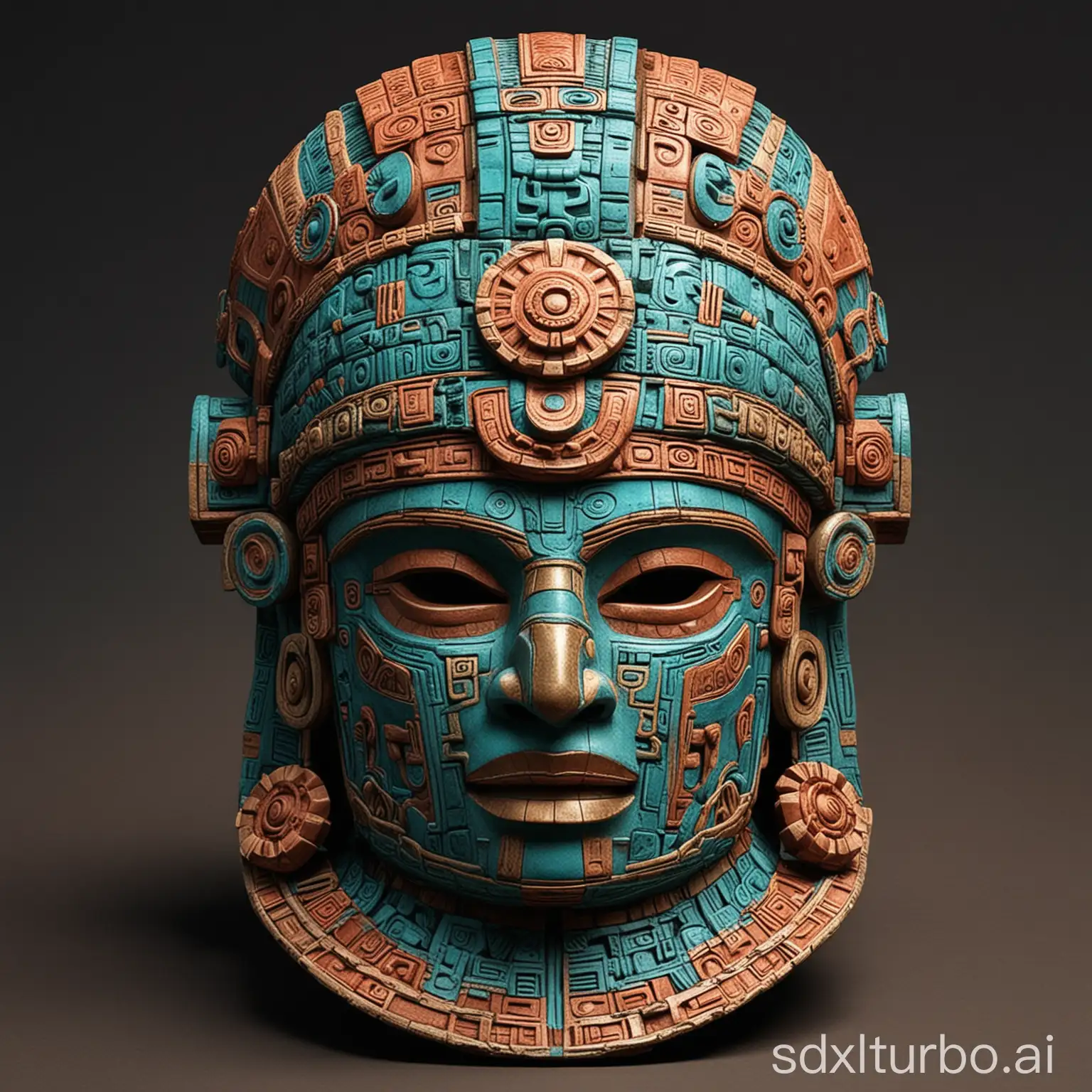 Ancient Mayan Warrior Wearing Elaborate Helmet | SDXL Free Online