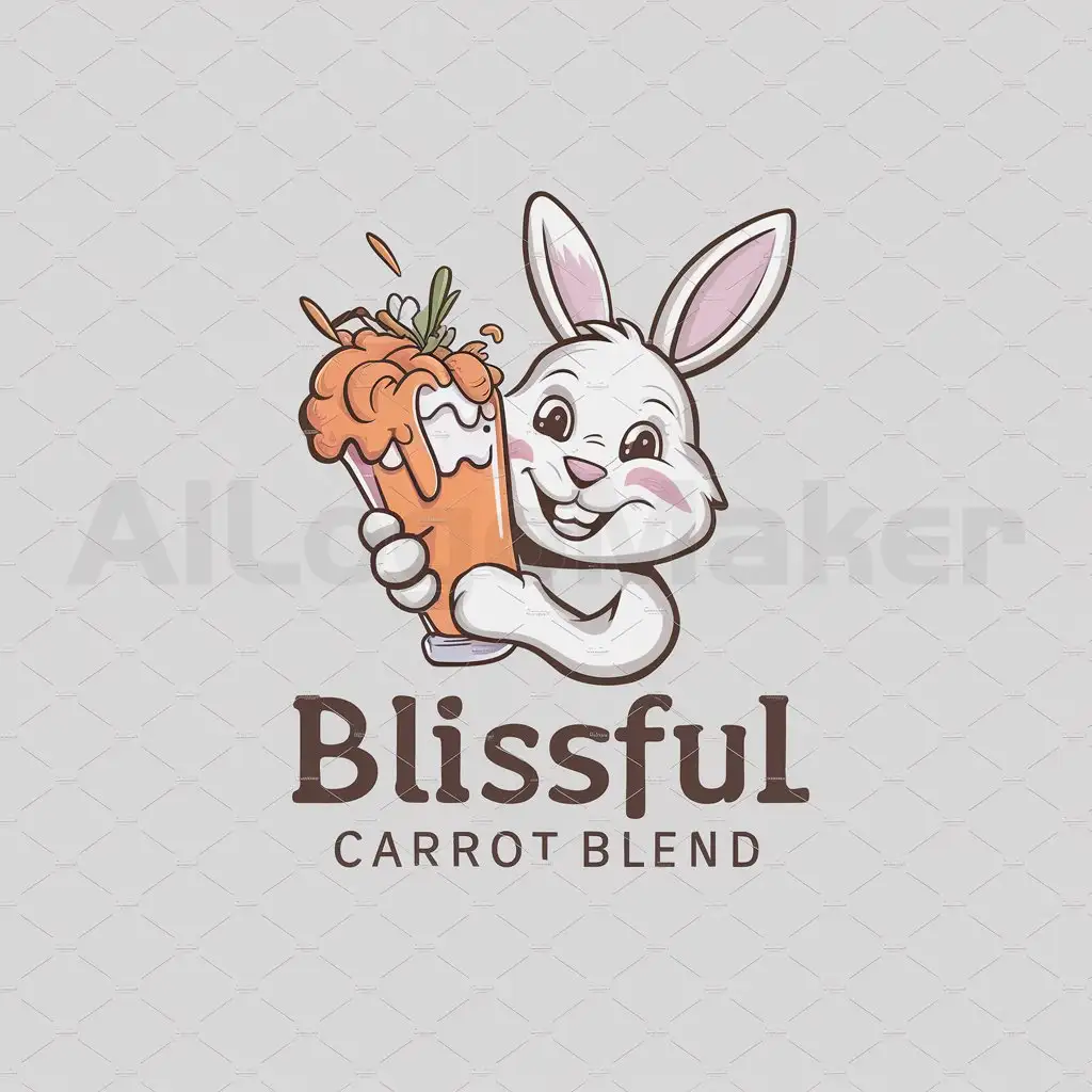 a logo design,with the text "Blissful carrot blend", main symbol:a bunny holding a carrot milk shake,Moderate,be used in food industry,clear background