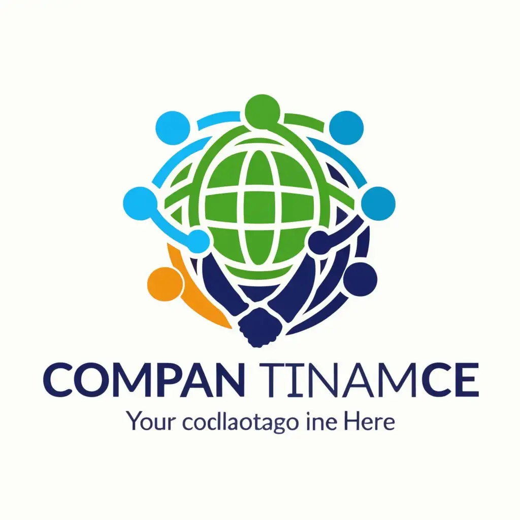 a logo design,with the text "Engage for Impact", main symbol:stylized globe, network, handshake, diverse people in conversation,blue,green,complex,be used in Consulting industry,clear background