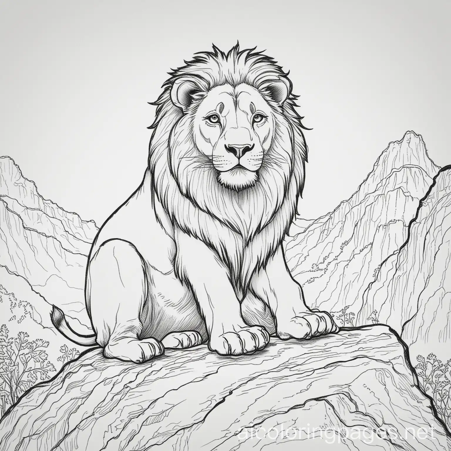 A lion on a giant rock, coloring page, black and white, line art, white background, simplicity, ample white spaces. The background of the coloring page is plain white to make it easy for young children. The outlines of all subjects are easy to distinguish, making it simple for kids to color without too much difficulty., Coloring Page, black and white, line art, white background, Simplicity, Ample White Space. The background of the coloring page is plain white to make it easy for young children to color within the lines. The outlines of all the subjects are easy to distinguish, making it simple for kids to color without too much difficulty, Coloring Page, black and white, line art, white background, Simplicity, Ample White Space. The background of the coloring page is plain white to make it easy for young children to color within the lines. The outlines of all the subjects are easy to distinguish, making it simple for kids to color without too much difficulty, Coloring Page, black and white, line art, white background, Simplicity, Ample White Space. The background of the coloring page is plain white to make it easy for young children to color within the lines. The outlines of all the subjects are easy to distinguish, making it simple for kids to color without too much difficulty