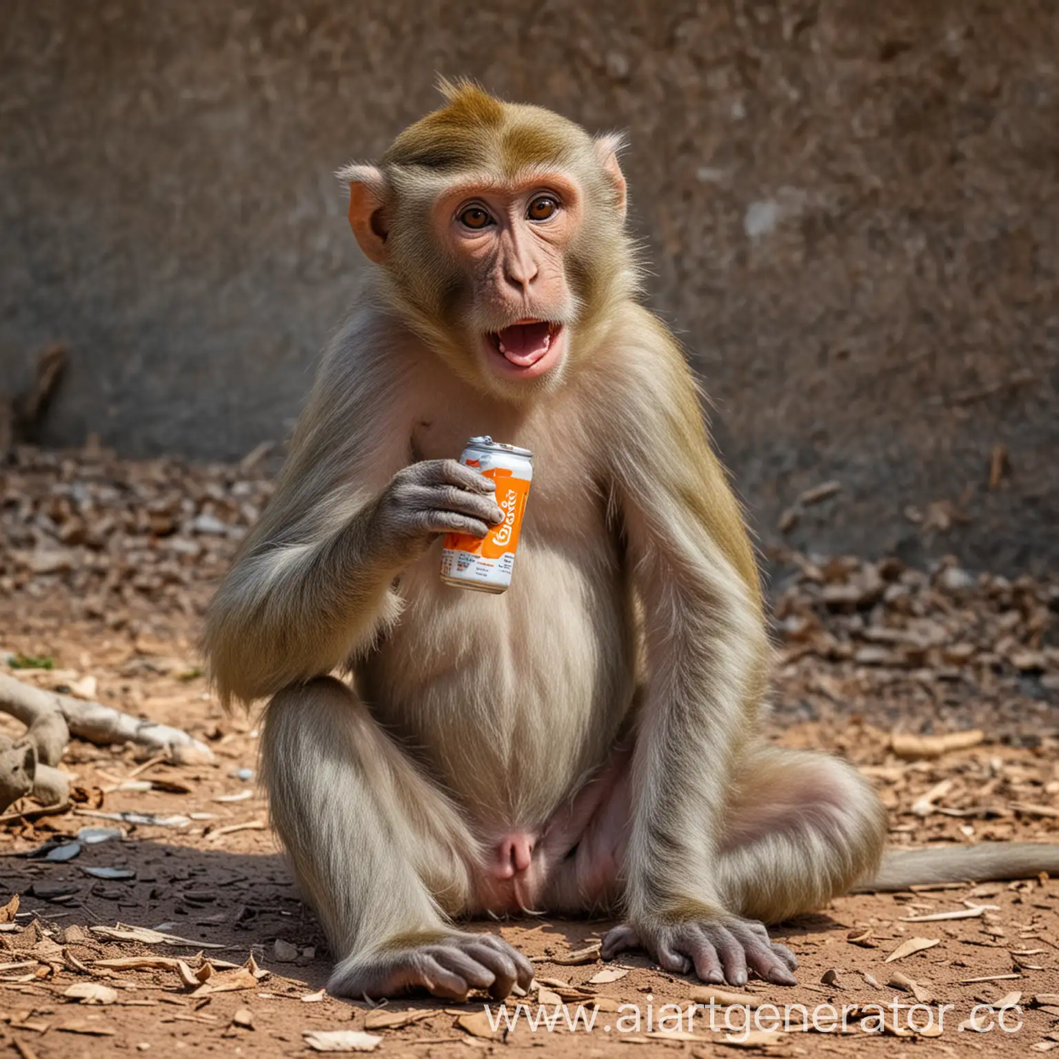 Monkey-Drinking-Energy-Drink-in-Tropical-Forest