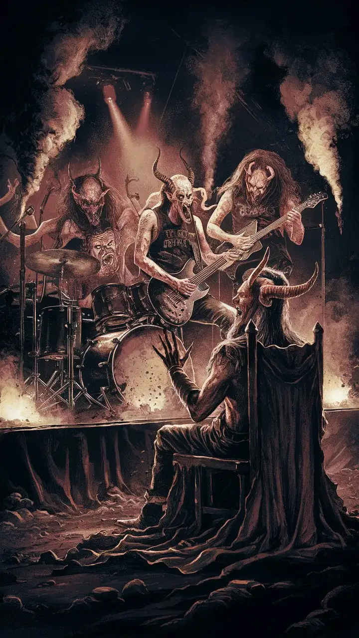 Intense Heavy Metal Concert Satan as Sole Spectator