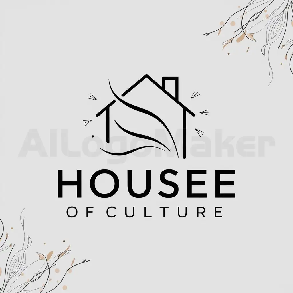 a logo design,with the text "House of Culture", main symbol:House, creativity, tenderness, lines,art,Moderate,be used in Events industry,clear background