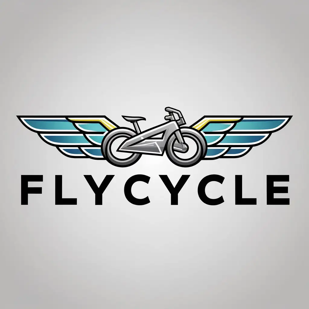 a logo design,with the text "Flycycle", main symbol:Bike, fly, wings, 3 color,Moderate,be used in Automotive industry,clear background