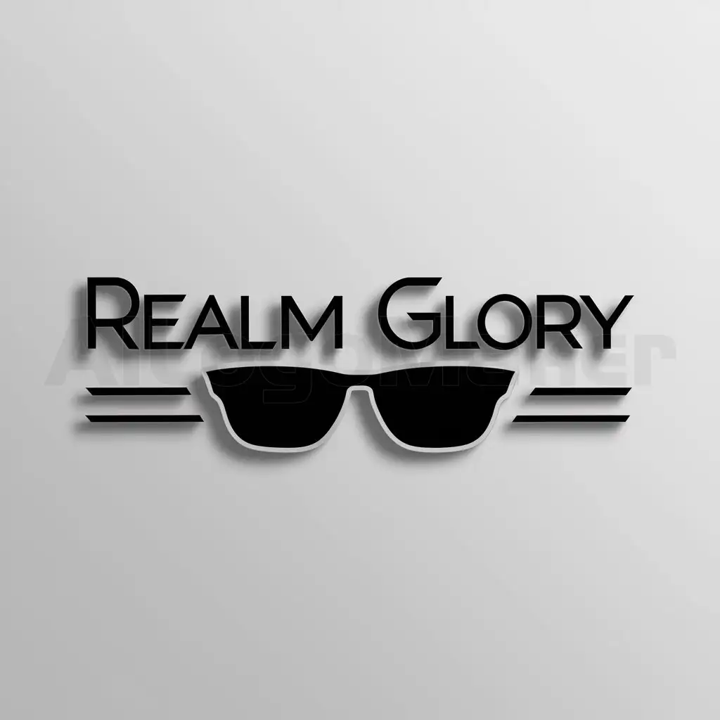 a logo design,with the text "REALM GLORY", main symbol:sunglasses,Minimalistic,clear background