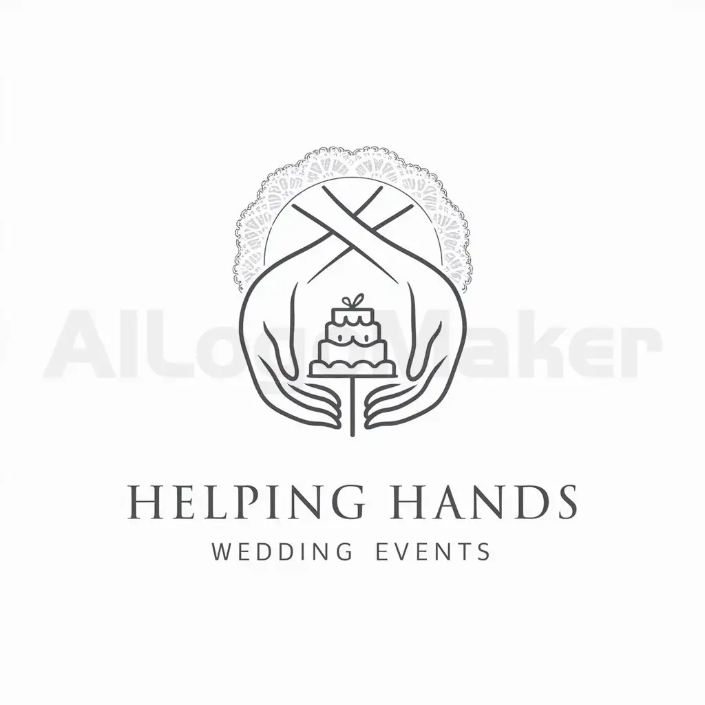 a logo design,with the text "Helping Hands", main symbol:wedding theme,complex,be used in Events industry,clear background