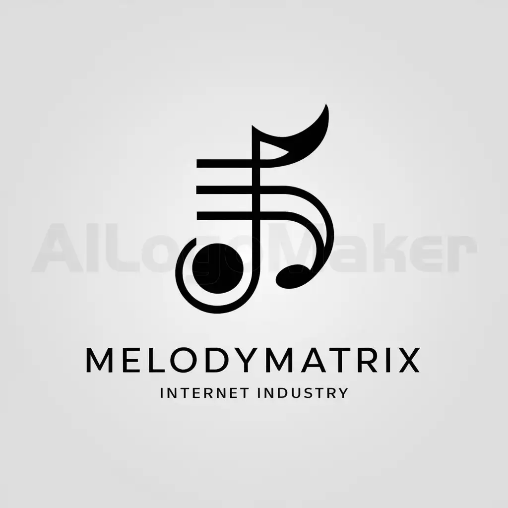 a logo design,with the text "MelodyMatrix", main symbol:notes, five-line staff, music and technology,Minimalistic,be used in Internet industry,clear background