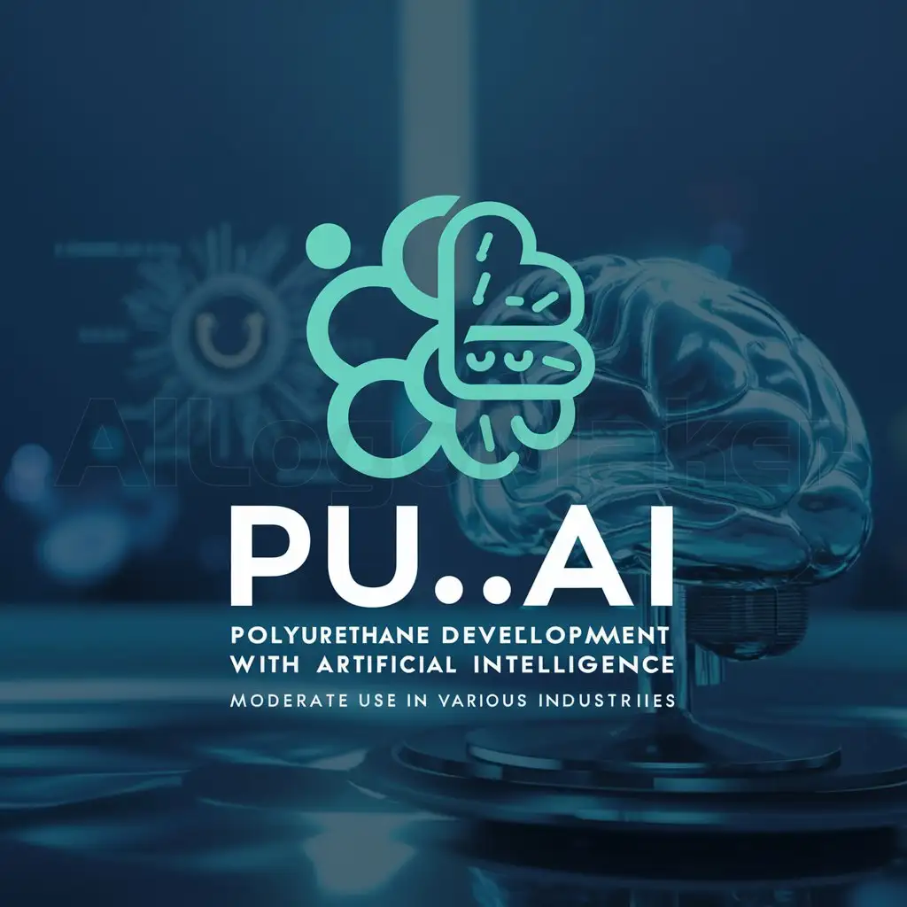 a logo design,with the text "PU.AI-based polyurethane development design platform with artificial intelligence", main symbol:urea, brain, machine learning, artificial intelligence,Moderate,be used in Others industry,clear background