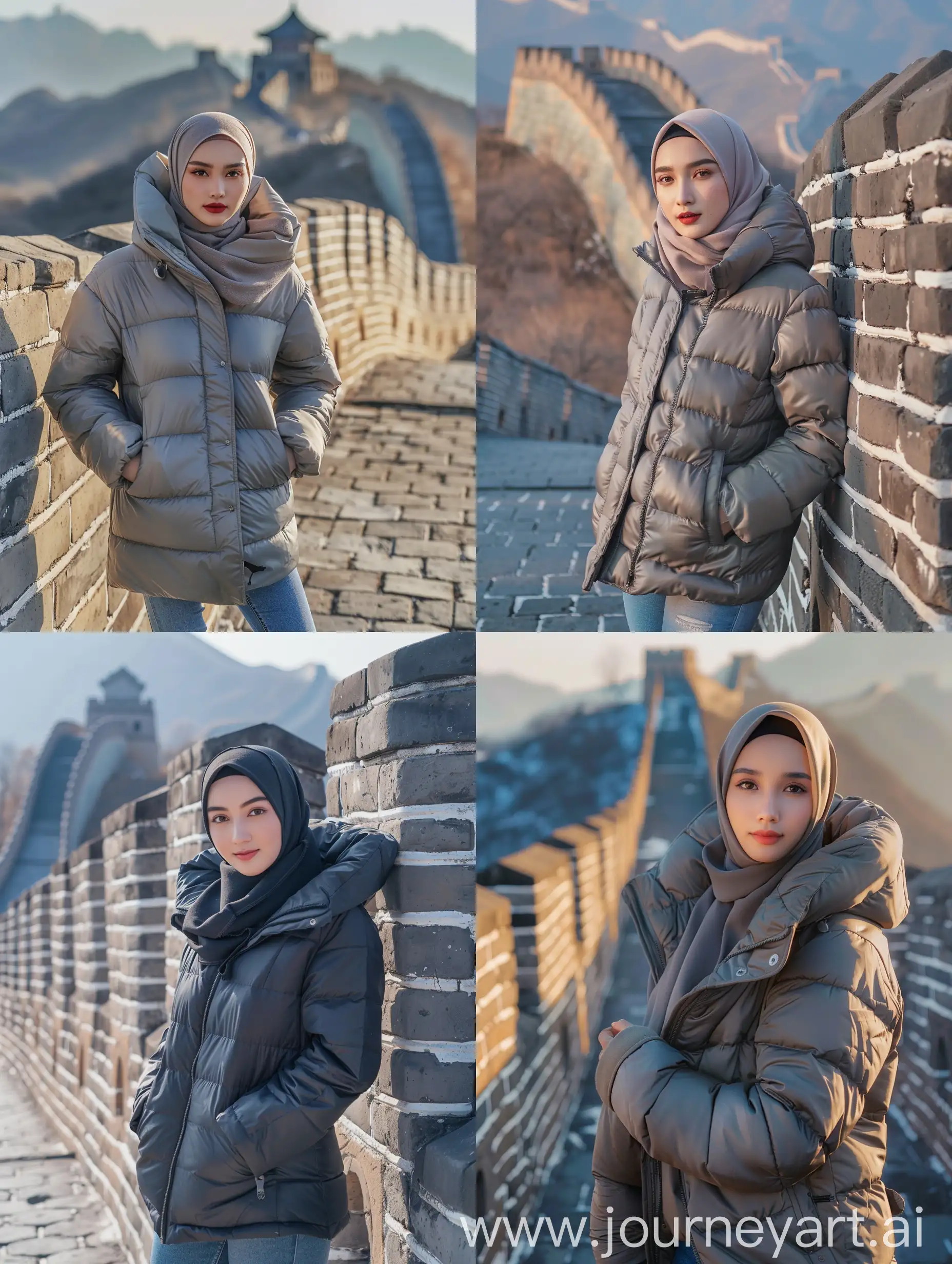 Indonesian-Javanese-Woman-Posing-on-Great-Wall-of-China-at-Sunrise