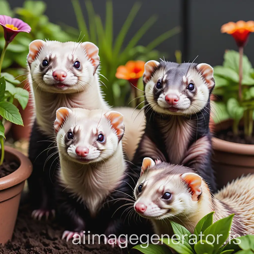 a business of ferrets in a garden