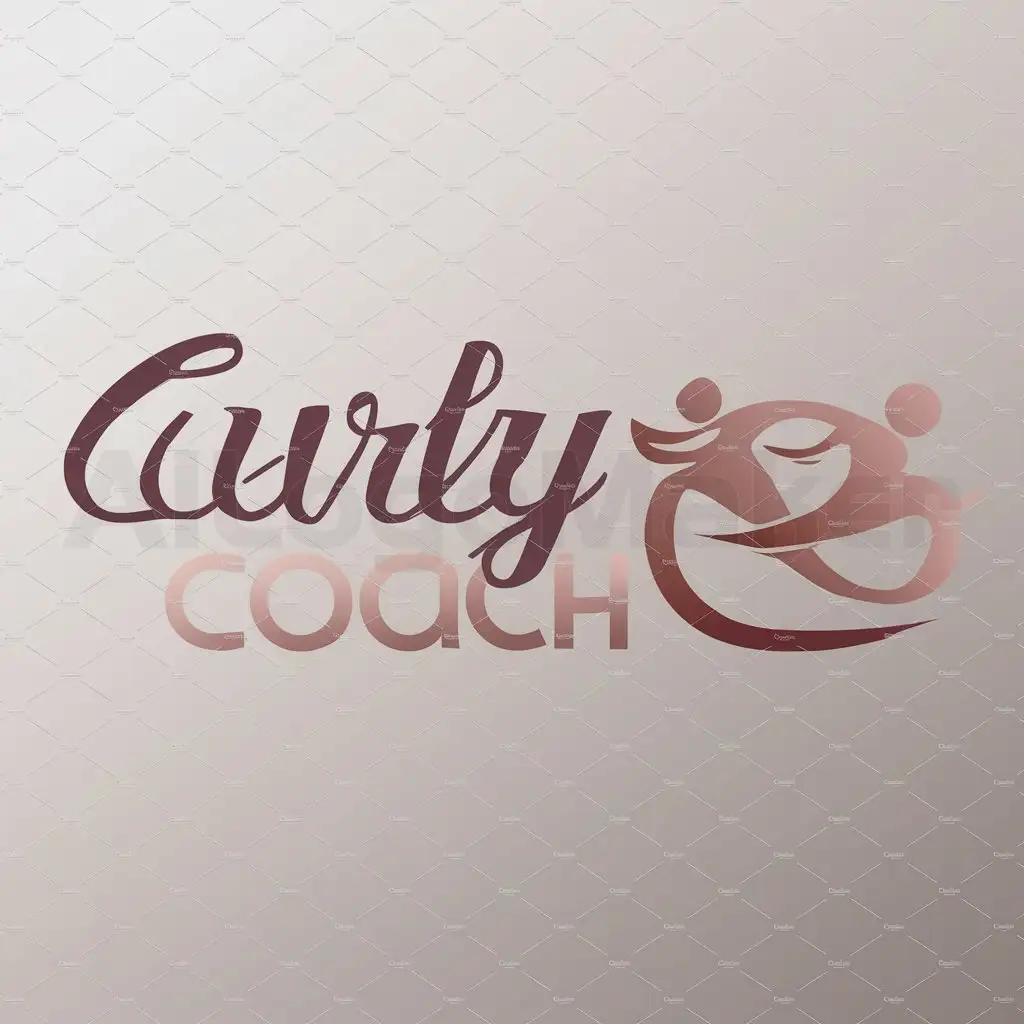a logo design,with the text "Curly Coach", main symbol:Sport silhouette of two people in a creative way using rose gold color,Moderate,clear background