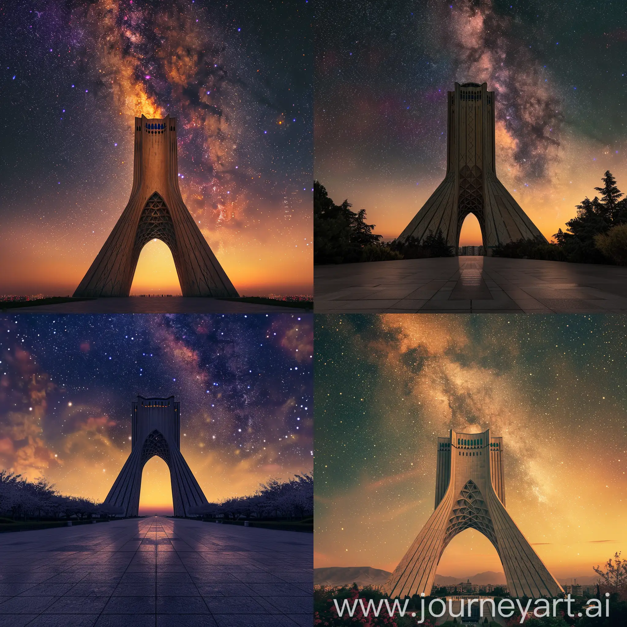 Twilight-View-of-Milad-Tower-in-Tehran-with-Starry-Sky