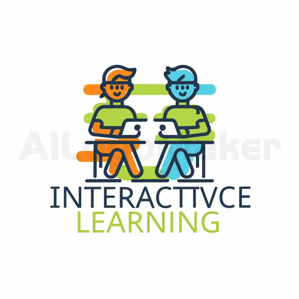 a logo design,with the text 'interactive learning', main symbol:students,Moderate,be used in Education industry,clear background