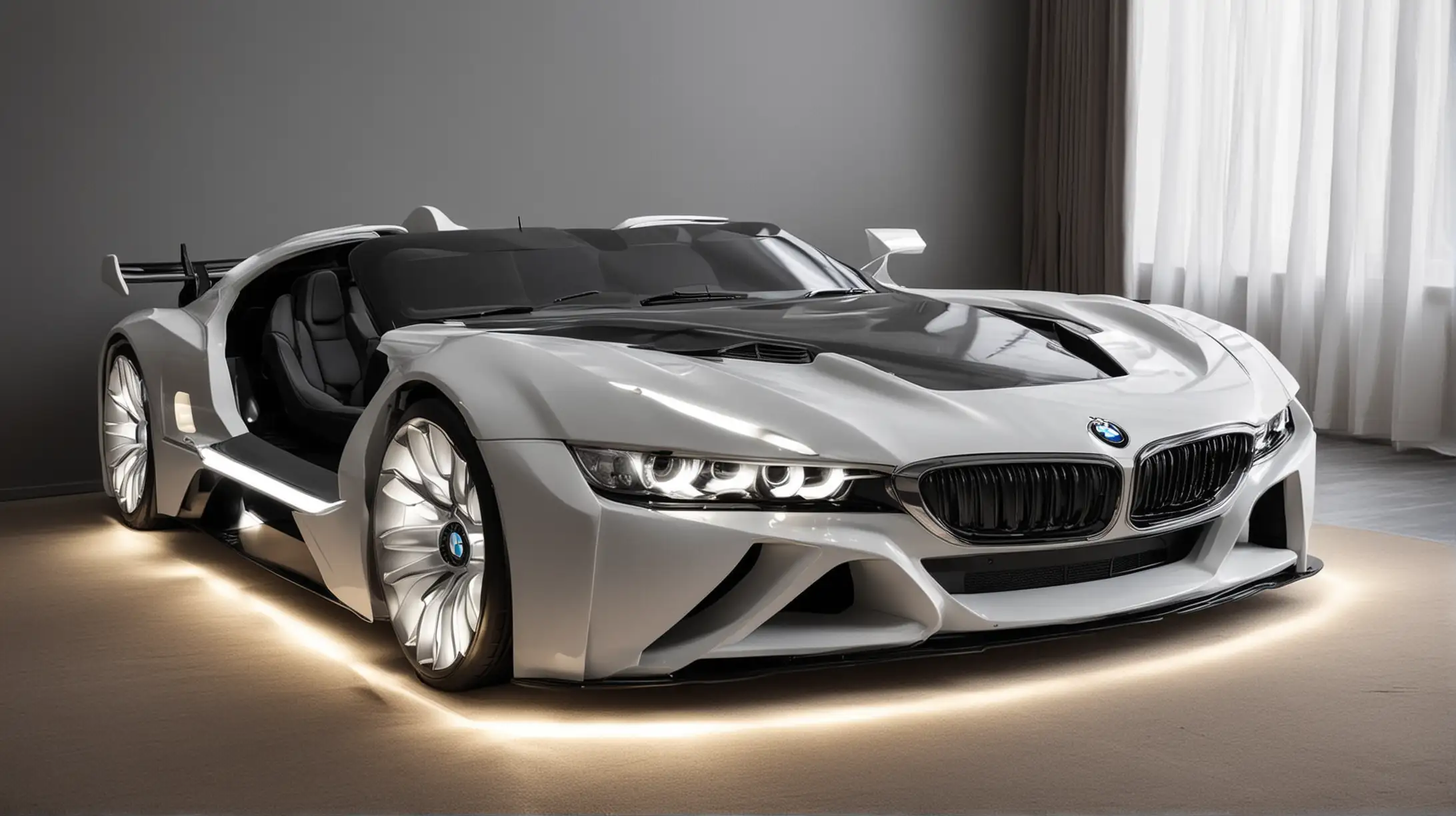 Luxurious BMWInspired Supercar Bed with Illuminated Headlights