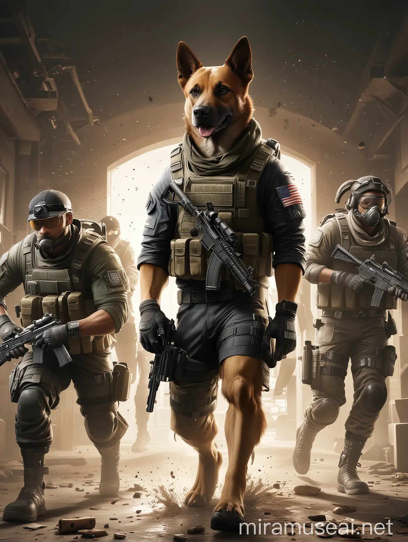 dog with squad in rainbow six seige
