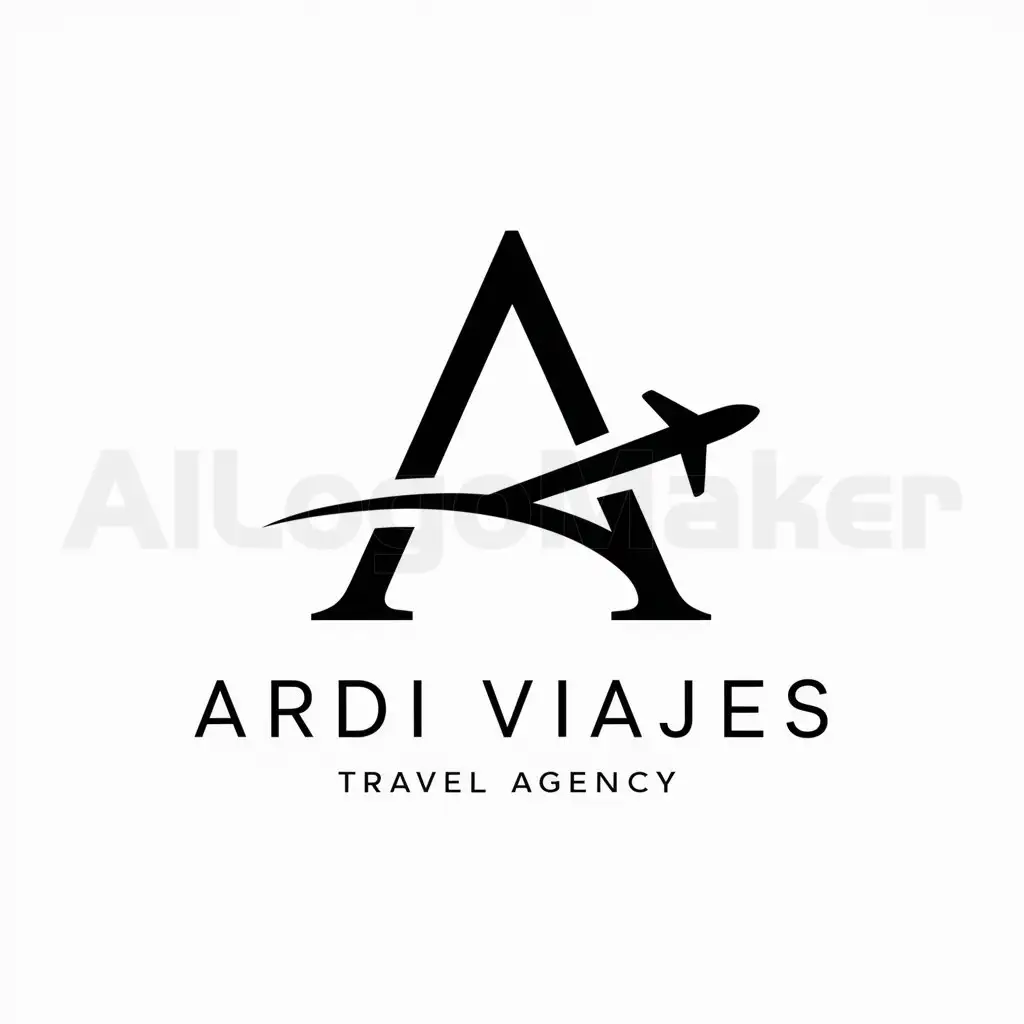 a logo design,with the text "ARDI VIAJES", main symbol:A,Moderate,be used in Travel industry,clear background
