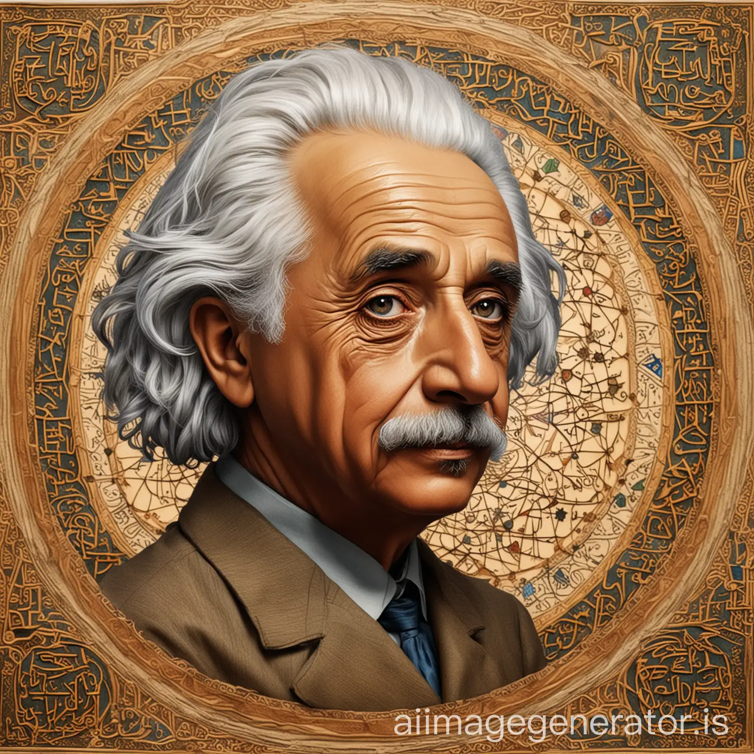 Albert-Einstein-Portrait-in-Islamic-Art-Style