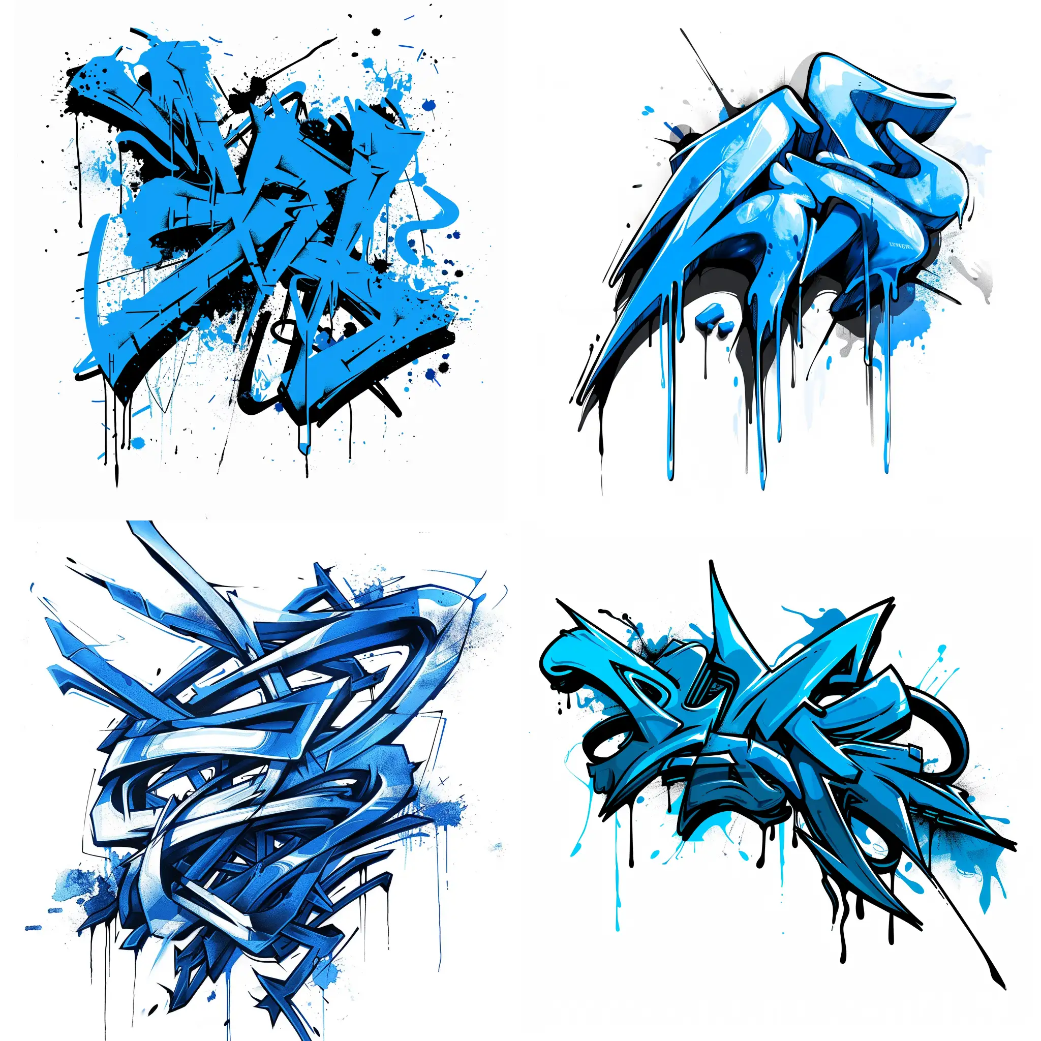 создай мне логотип синими буквами в стиле граффити , на белом фоне