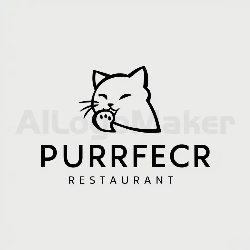 a logo design,with the text "Purrfecr", main symbol:cat,Minimalistic,be used in Restaurant industry,clear background