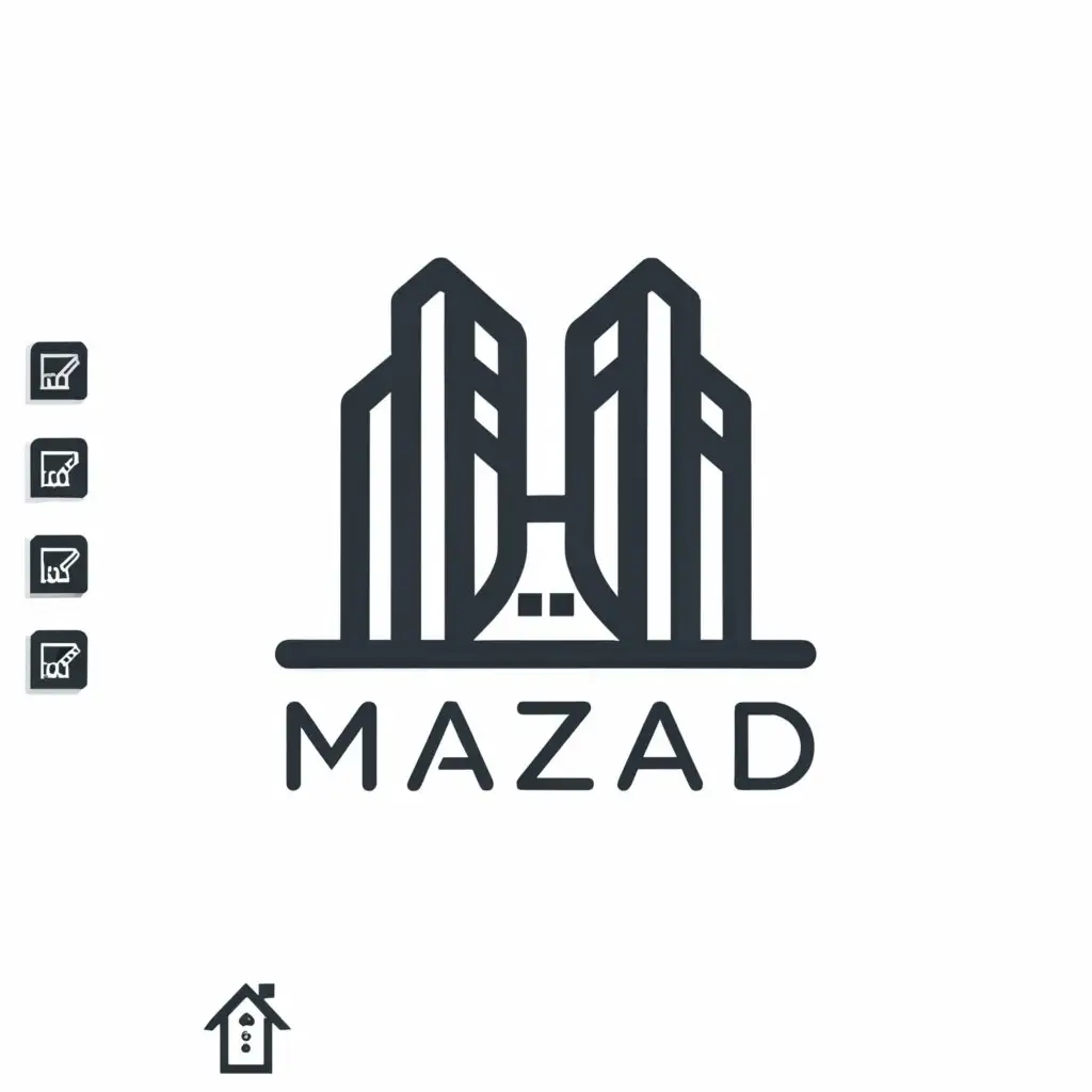 a logo design,with the text "mazad", main symbol:buildings,Minimalistic,be used in Real Estate industry,clear background