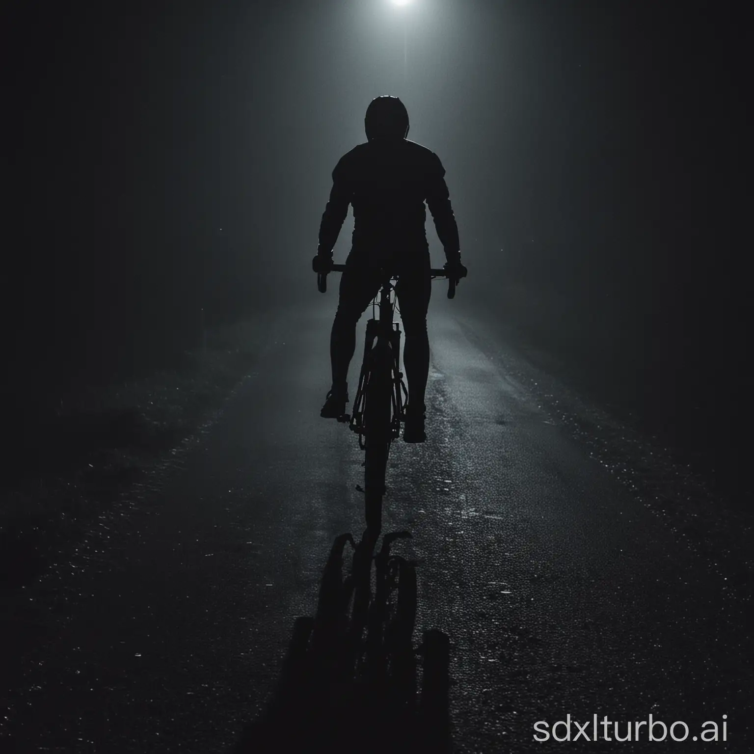 一个人孤独的在黑夜里骑车，追逐未知