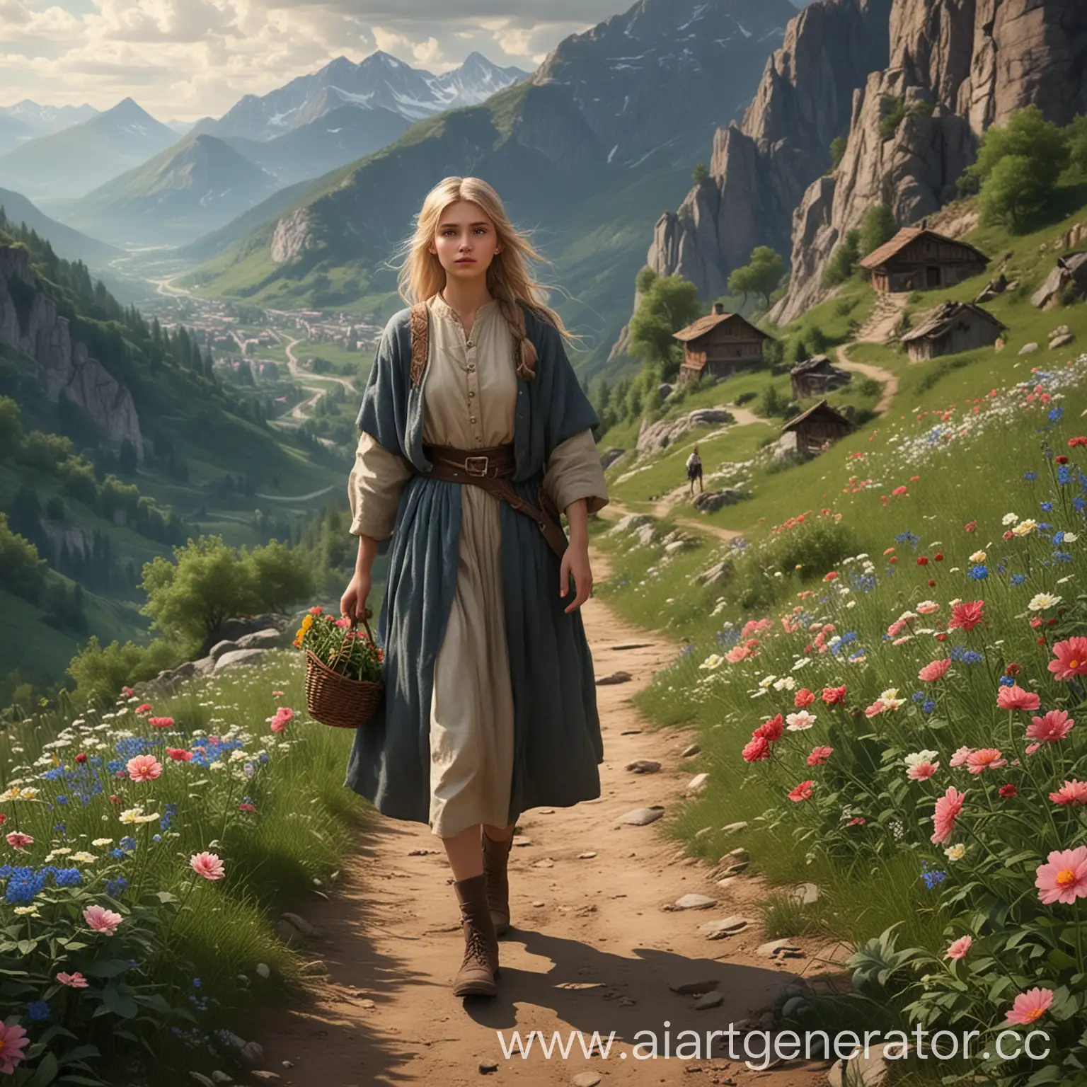 В одной из деревень, Алёна нашла старика, который рассказал ей, что Цветок Счастья растёт на самой вершине Горы Времени,  и что путь туда полон опасностей. Но принцесса не испугалась. Она была смелой и решительной.