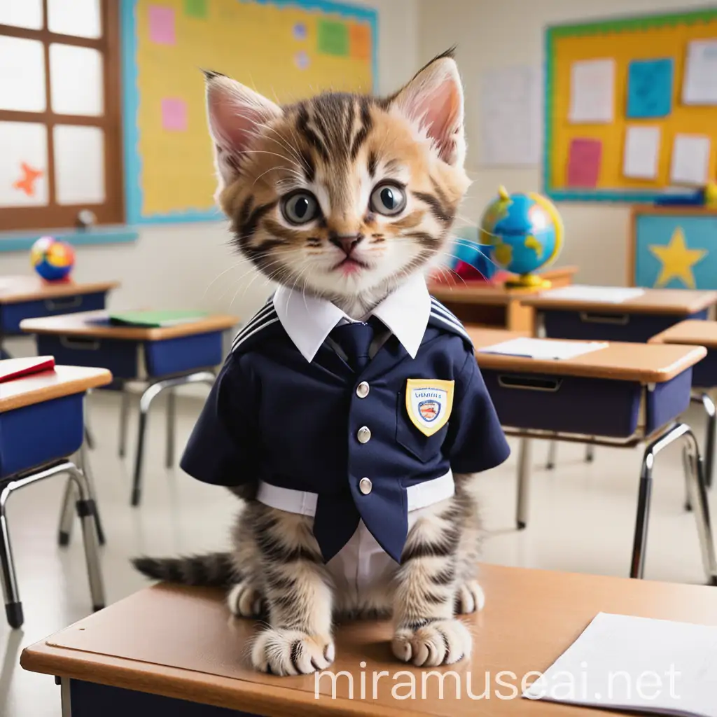 Adorable Kitten Dressed in School Uniform Back to School Cuteness