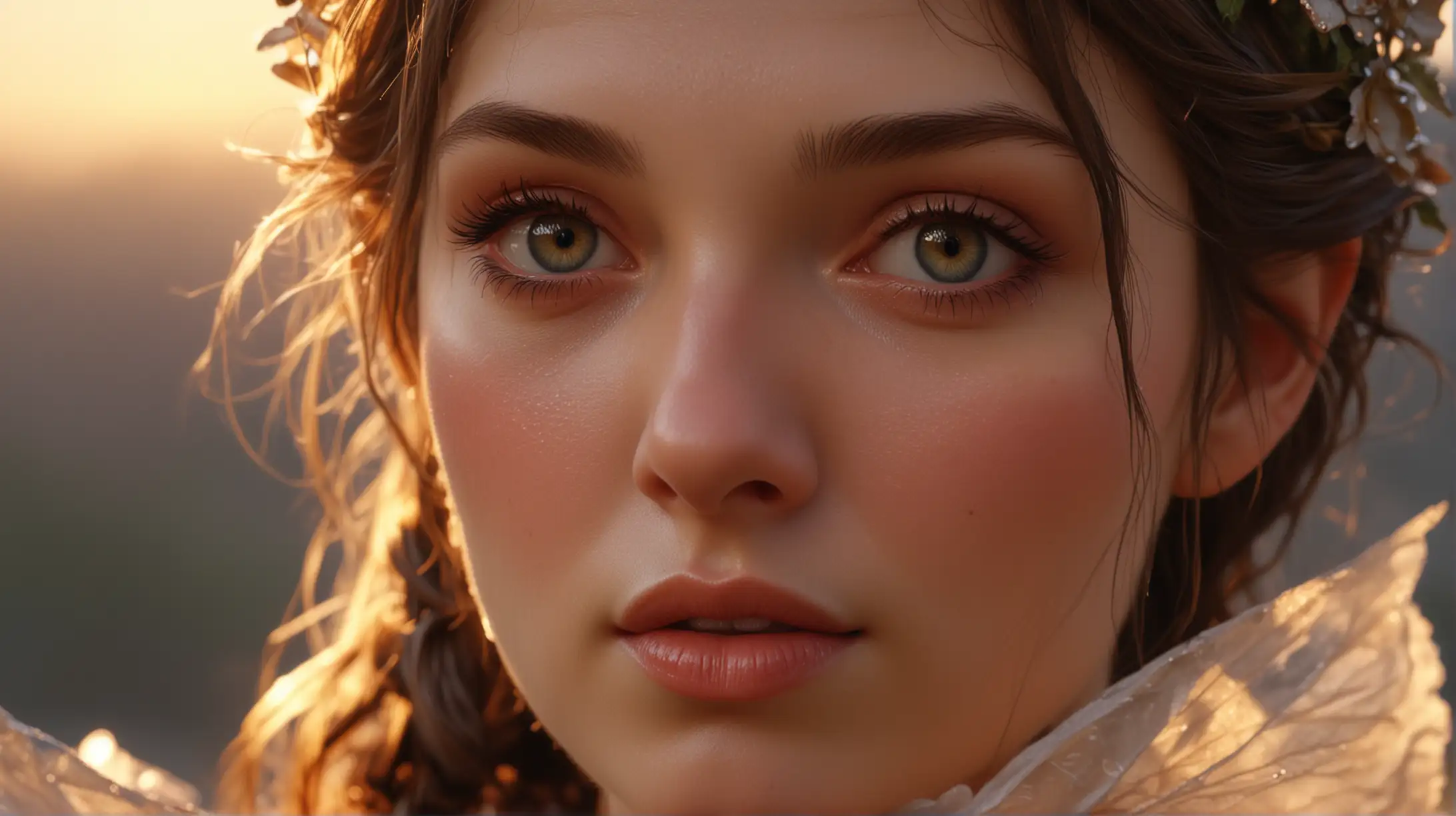 Enchanting Sunset Portrait of a Hyperrealistic Fairy in 8K Ultra HD