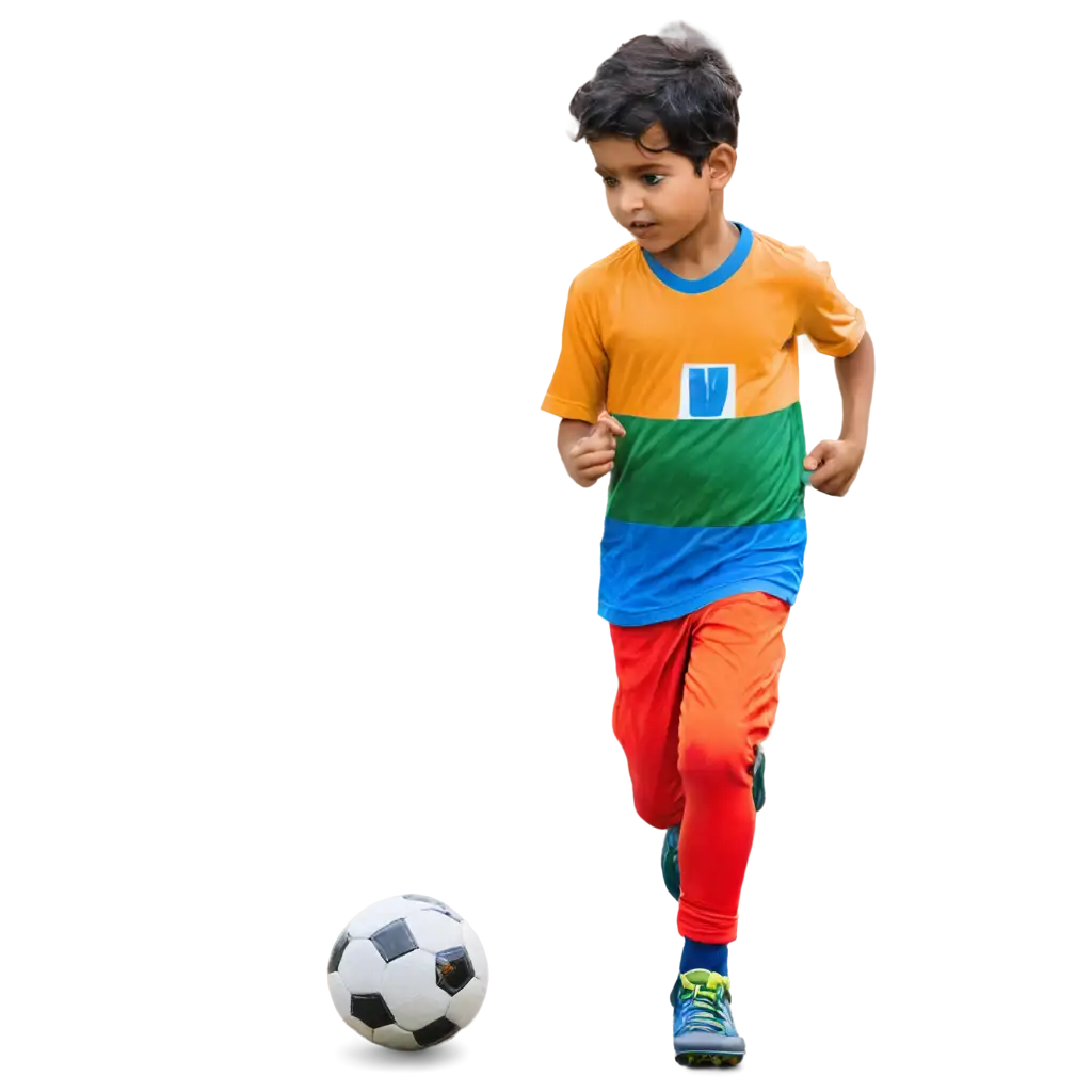A cute Indian kid playing football uhd