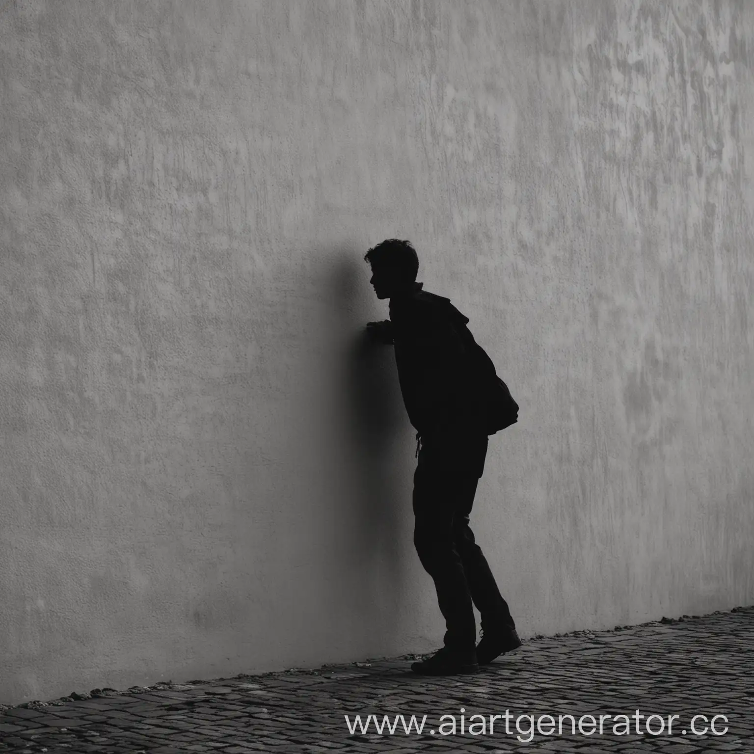 Silhouette-of-a-Person-Leaning-Against-a-Wall